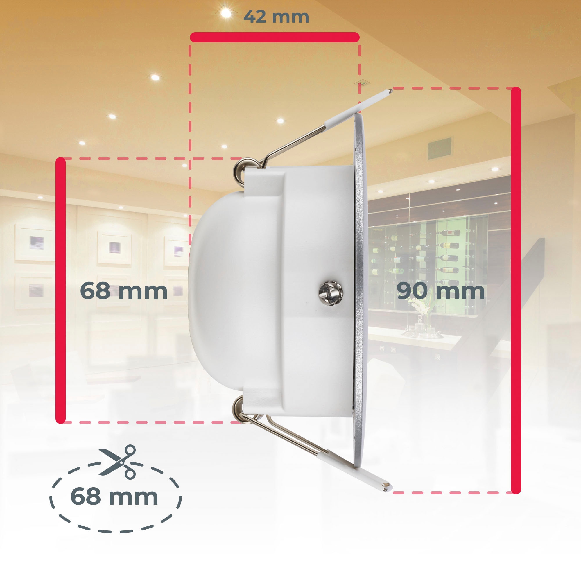 B.K.Licht LED Einbauleuchte »BK_EL1571 LED Einbauleuchten IP65 5er-Set Kunststoff Chrom«,  4,9W 480lm 3.000K