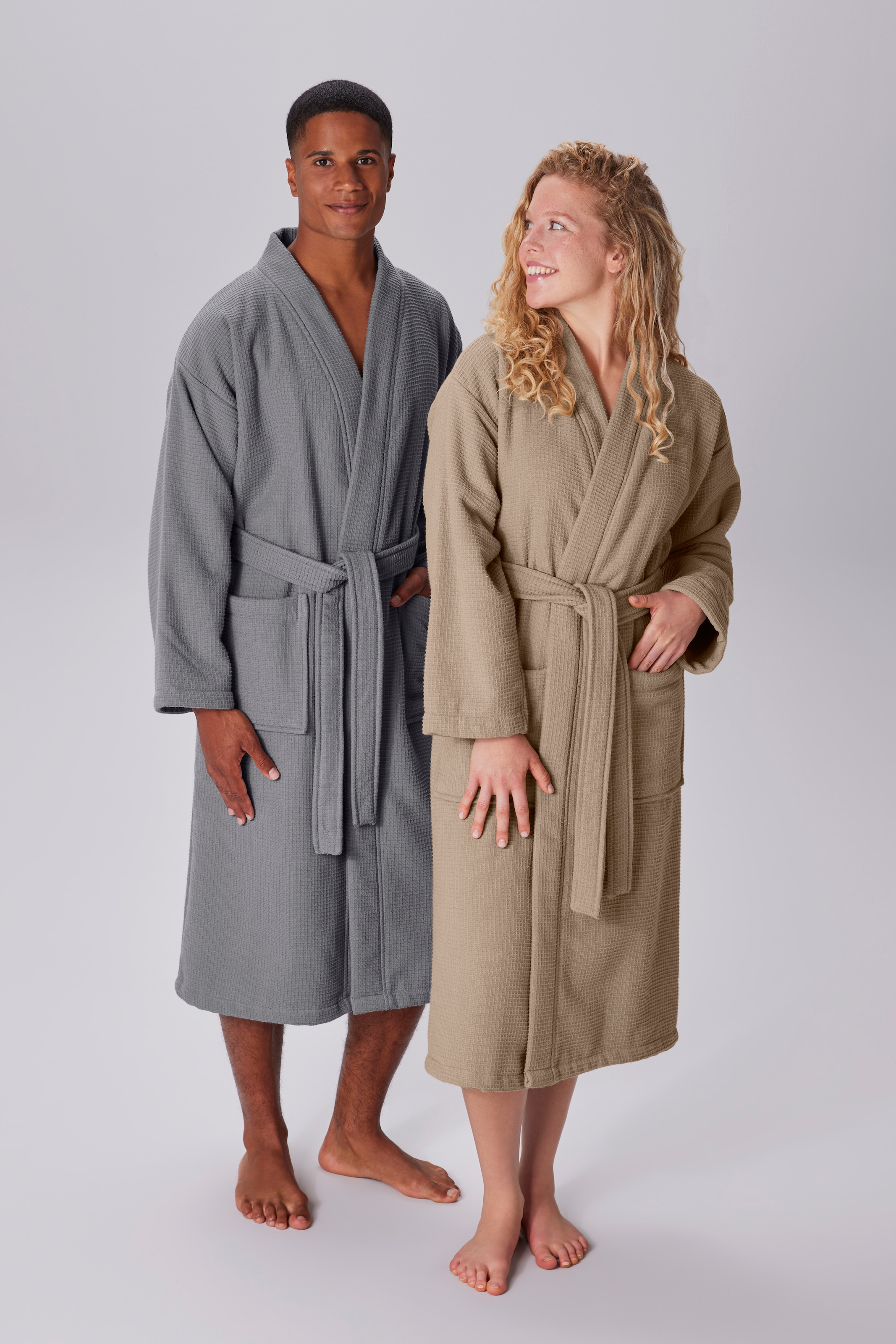 my home Unisex-Bademantel »Merida, Waffelpiqué, Premium Qualität, 500 g/m², Morgenmantel«, (1 St.), Hotelbademantel, dicke Qualität, S-2XL, auch ideal für Sauna & Spa