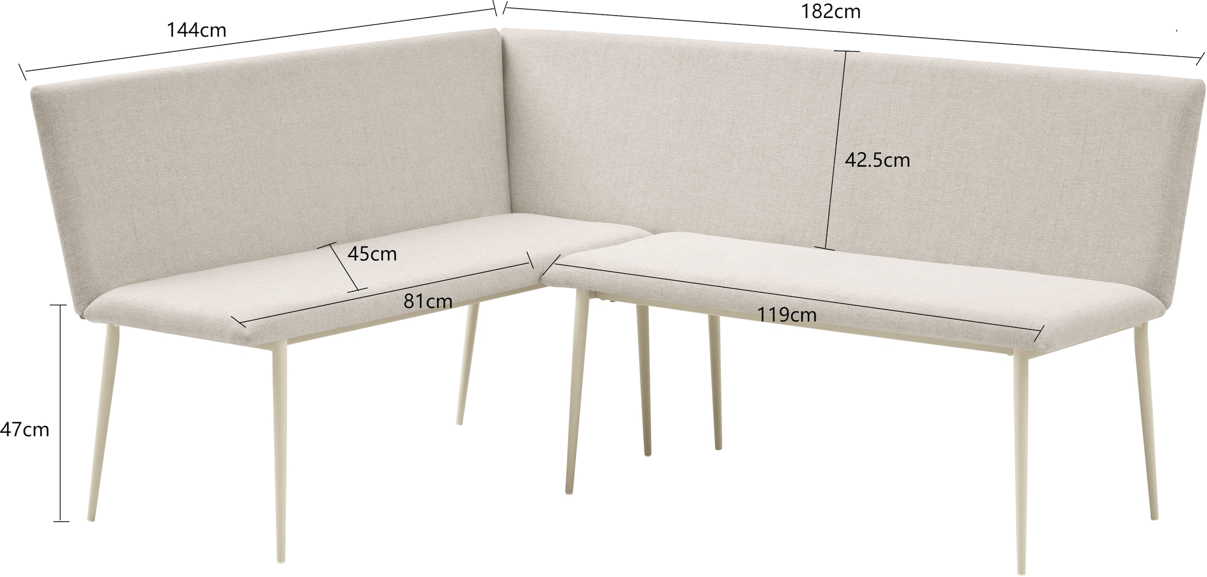 OTTO home Eckbank »Cassy« pflegeleichter Strukturstoff, Metallgestell, FSC-zertifiziertes Holz