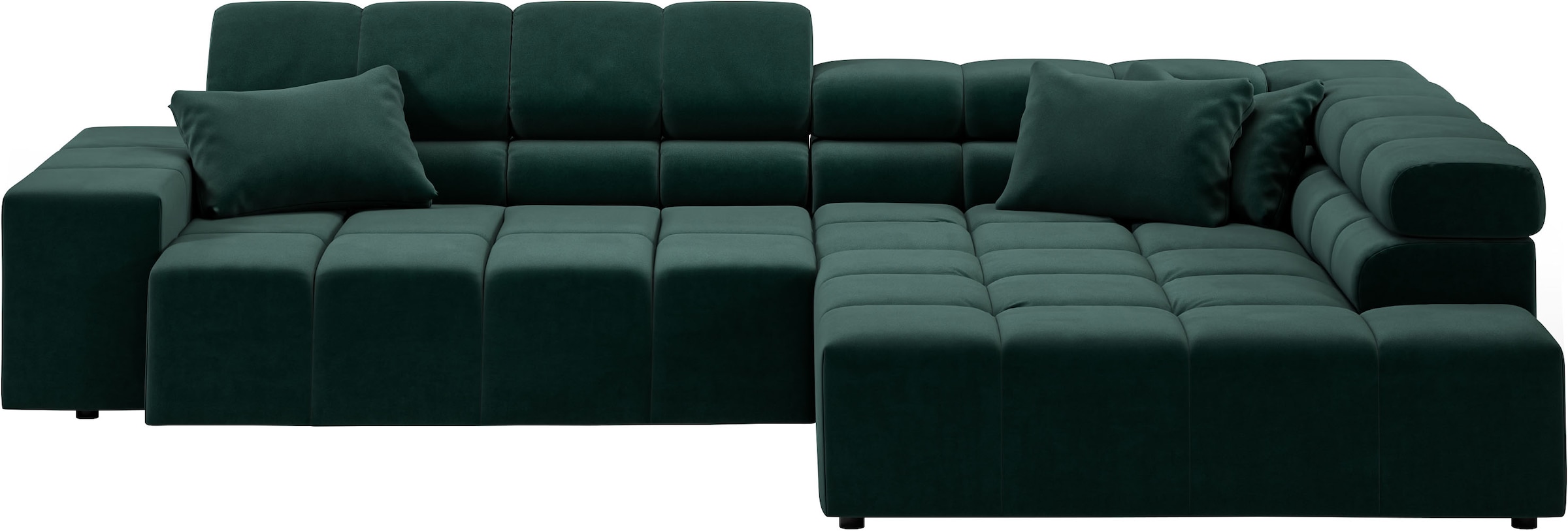 INOSIGN Ecksofa »Ancona incl. Kopfteilverstellung, Zierkissen Breite 319cm, L-Form«, wahlweise motorische Sitztiefenverstellung, auch in Cord + Easy Care