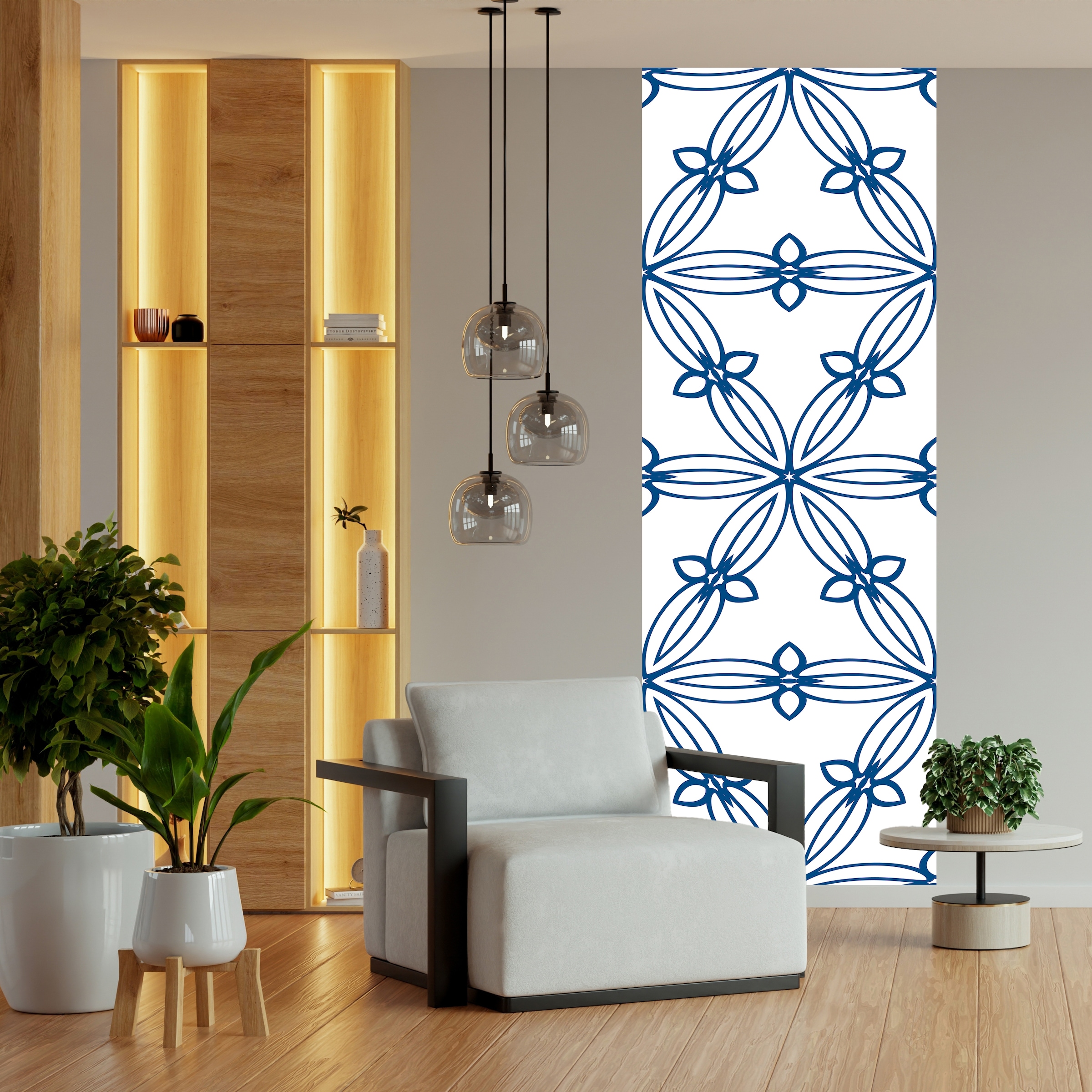 queence Vinyltapete »Muster-Blau« Farbverlauf | abstrakt | bedruckt | gemustert glatt 90x250cm, selbstklebend, kinderleichte Anbringung, , Sticker