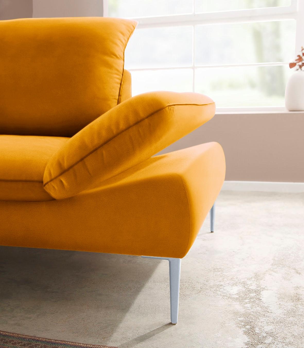 W.SCHILLIG Ecksofa »enjoy&MORE, mit tollem Sitzkomfort, elegant und bequem, L-Form«, mit Sitztiefenverstellung, Füße silber matt, Breite 294 cm