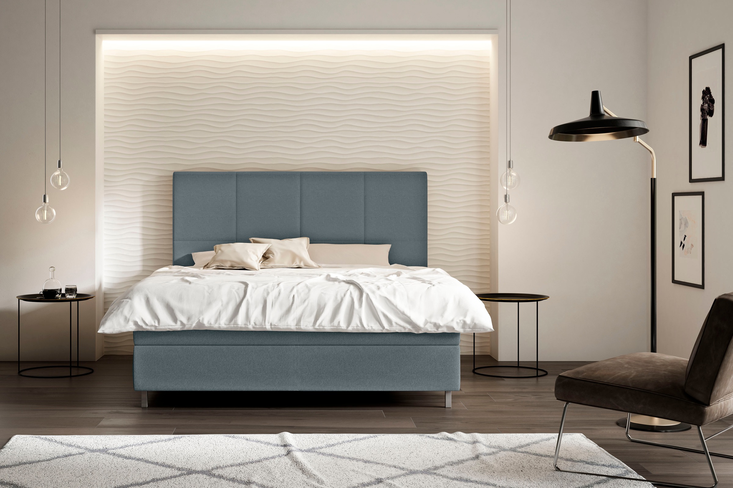 Boxspringbett »Saga«, inkl. BULTEX® Topper, Metallfuß in Chrom