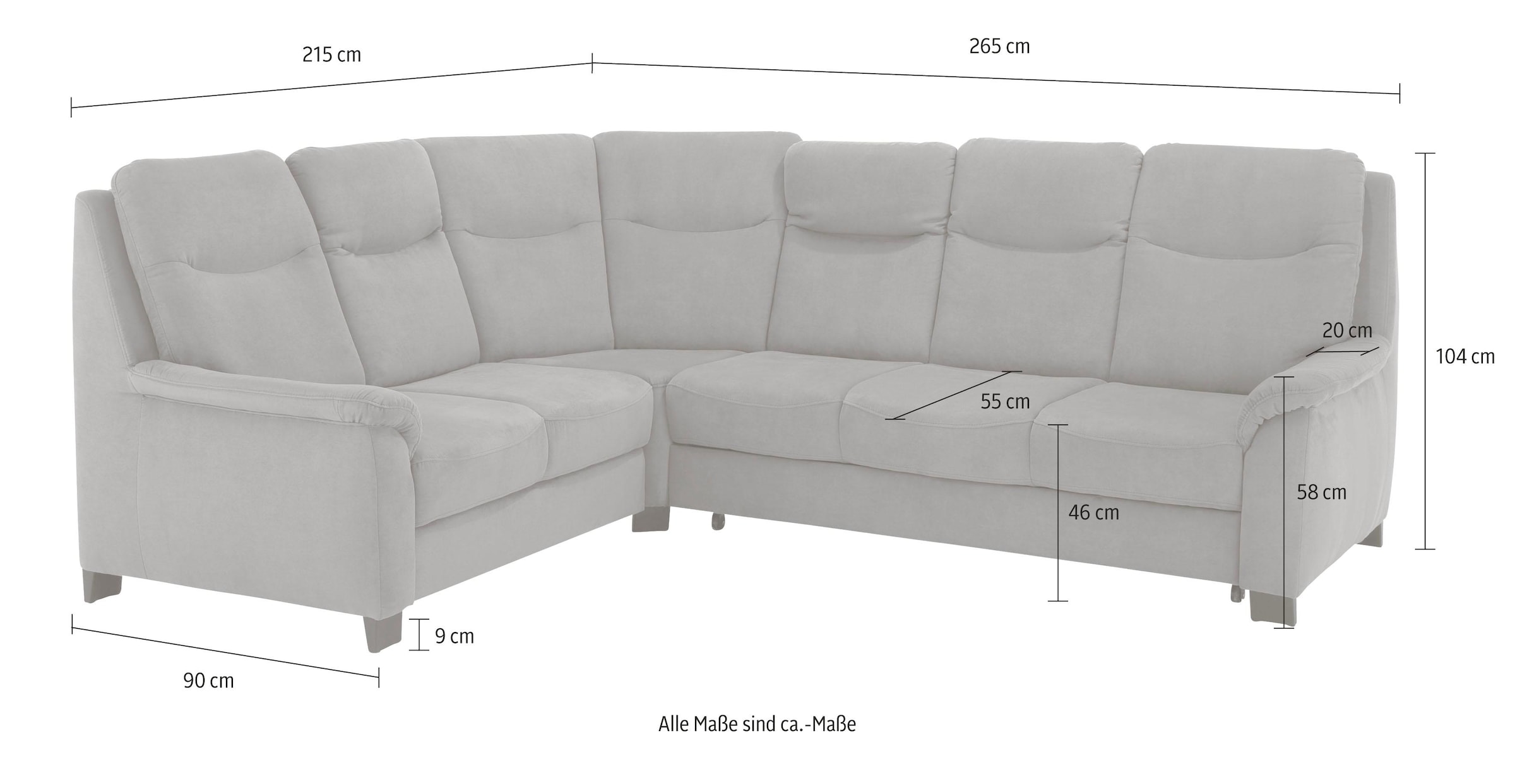 Home affaire Ecksofa »Boccaccio L-Form«, mit Federkern, incl. Kopfteilverstellung, wahlweise Bettfunktion