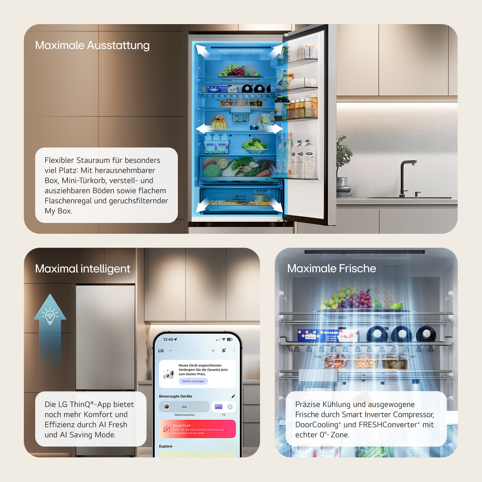 LG Kühl-/Gefrierkombination Serie 7 »GBBS726AEV« 203 cm hoch 59,7 cm breit Perfekter, passgenauer Einbau dank frontaler Luftzufuhr und Abluft