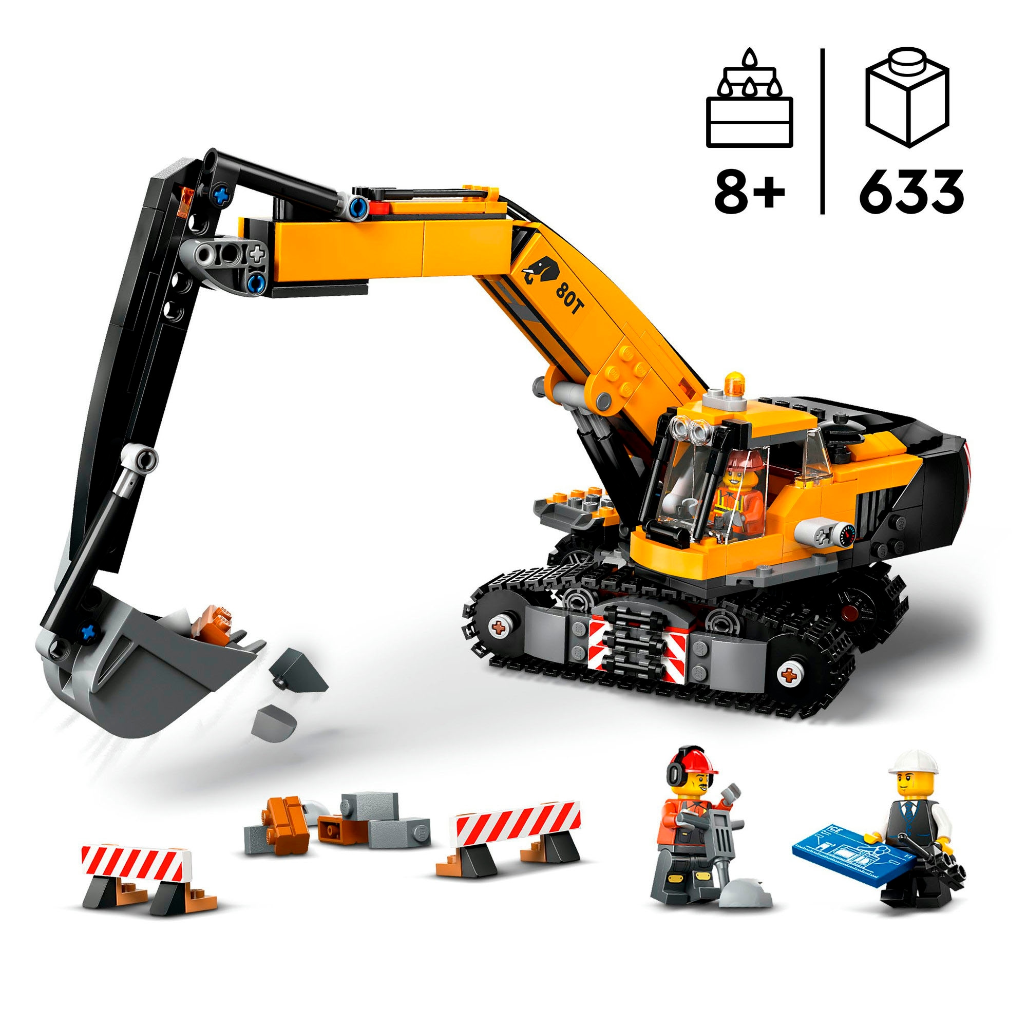LEGO® Konstruktionsspielsteine »Raupenbagger (60420), LEGO City«, (633 St.), Made in Europe