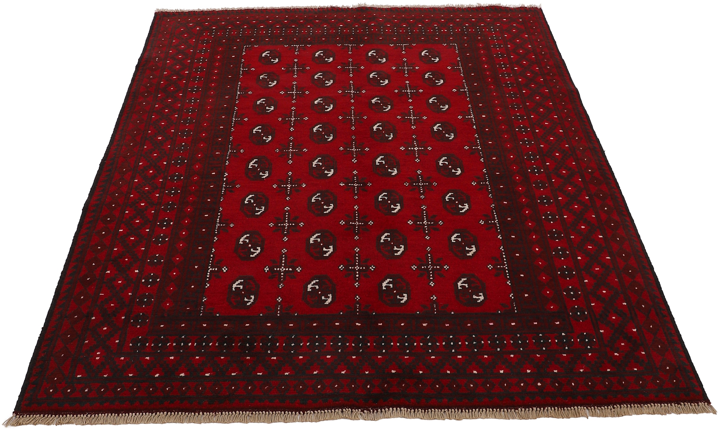 ein Akhche Schurwolle »Afghan Bokhara«, reine Orientteppich warmes Arts handgearbeitet für Raumklima, rechteckig, Woven