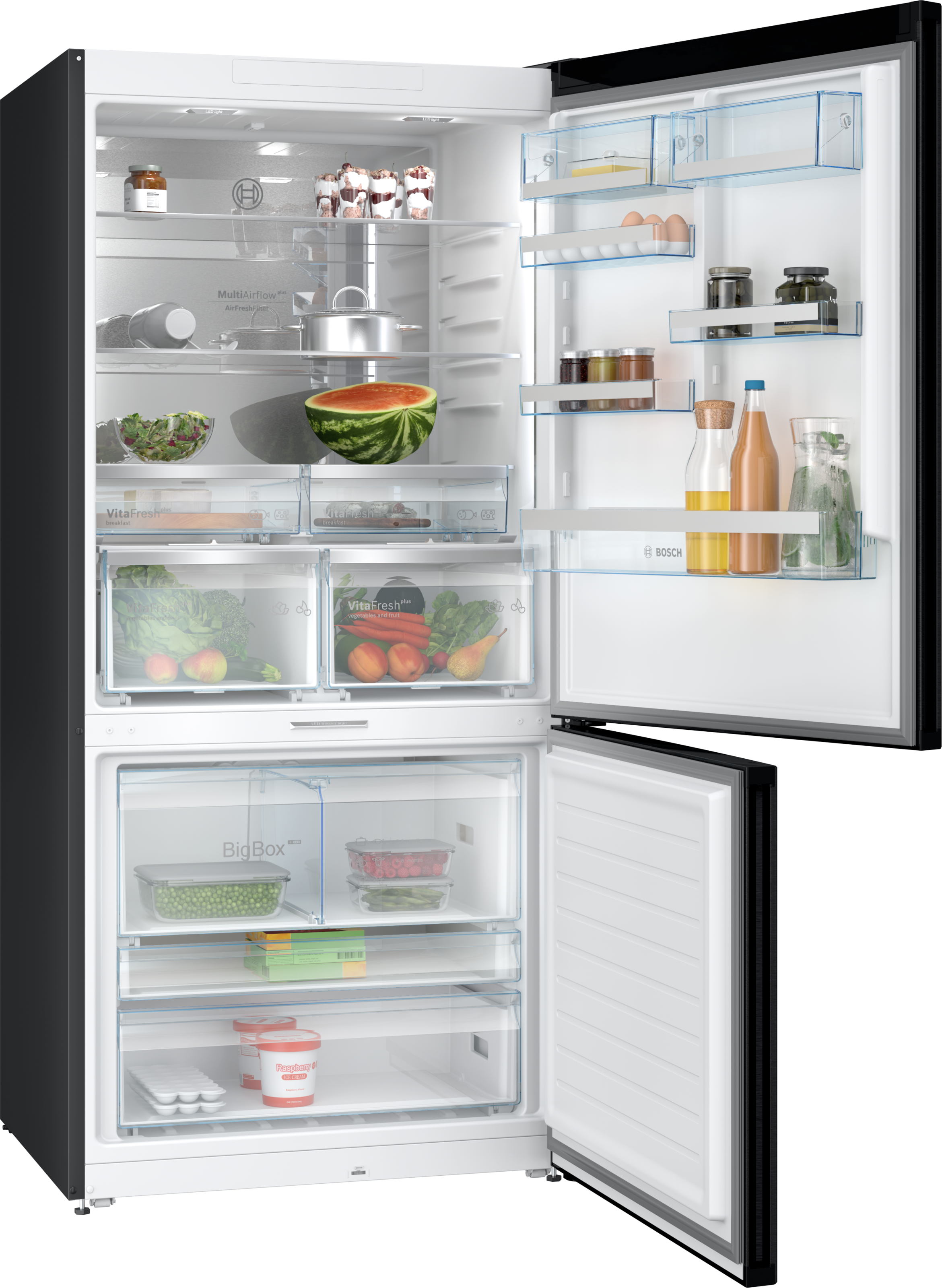 BOSCH Kühl-/Gefrierkombination Serie 8 "KGP86AXB0N" 186 cm hoch 86 cm breit Flex Cool & Freeze, No Frost, LED-Licht, Big Box, XXL-Fassungsvermögen