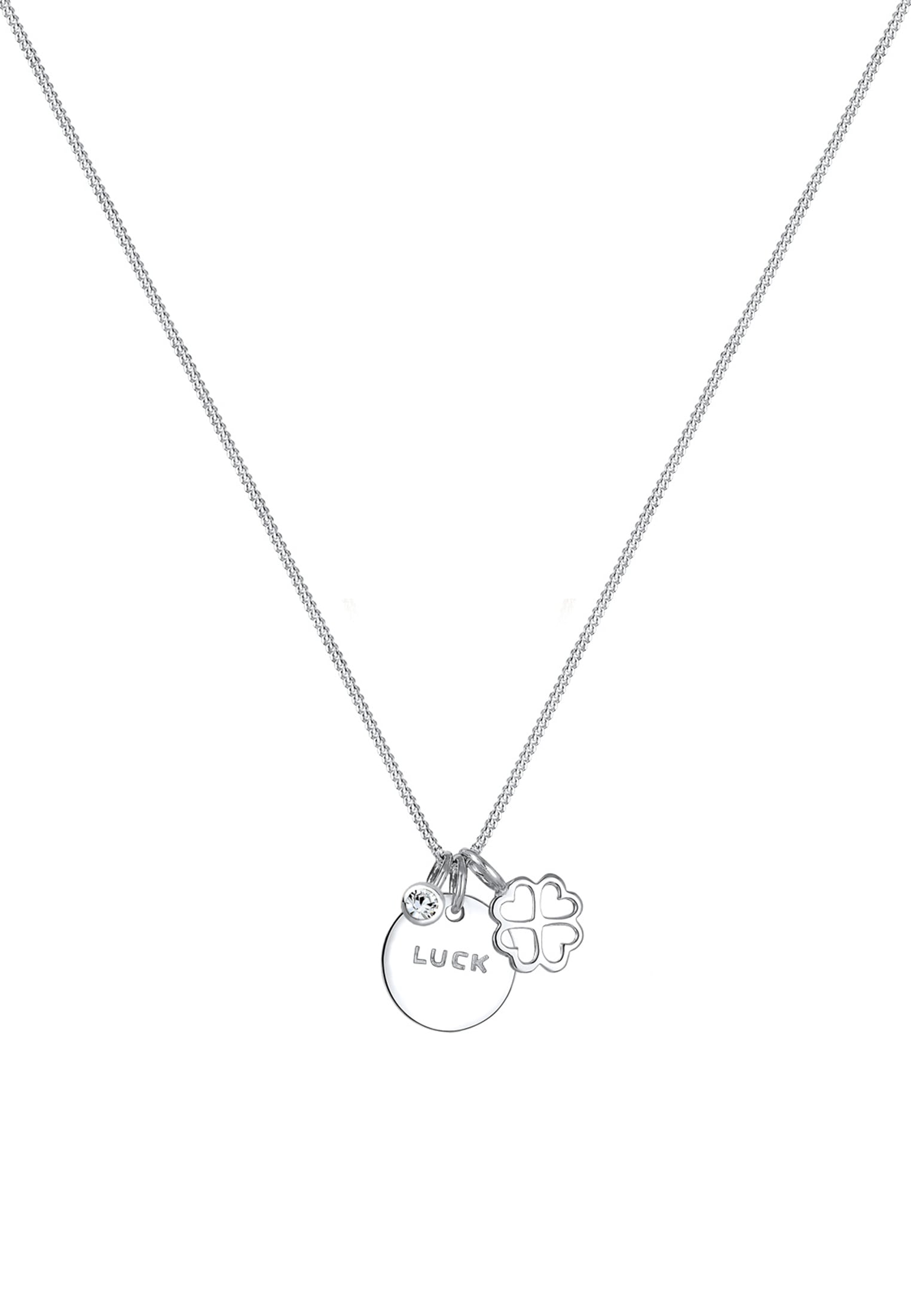 Elli Silberkette »Halskette Kleeblatt Weiß 925 Sterling Silber vergoldet, mit Kristallen von Swarovski®«