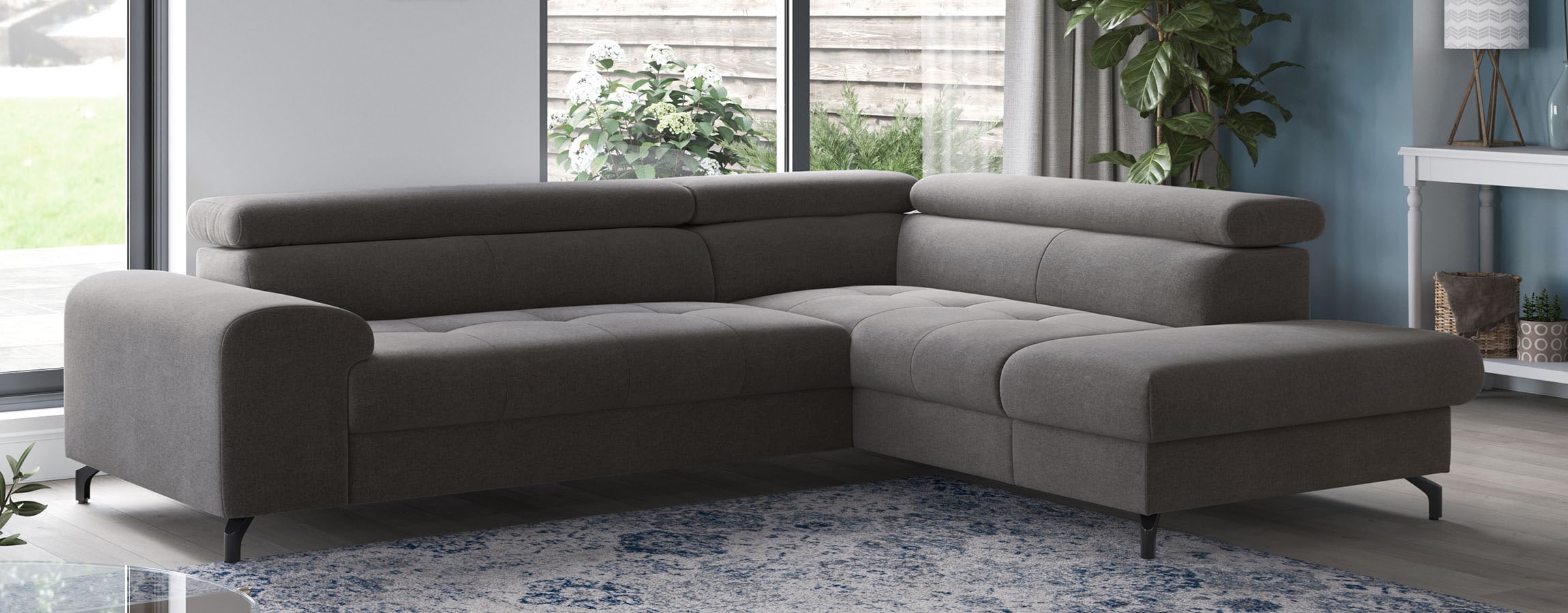 COTTA Ecksofa »Aura L-Form, B: 260 cm« mit Bettfunktion, Bettkasten & Kopfteilverstellung