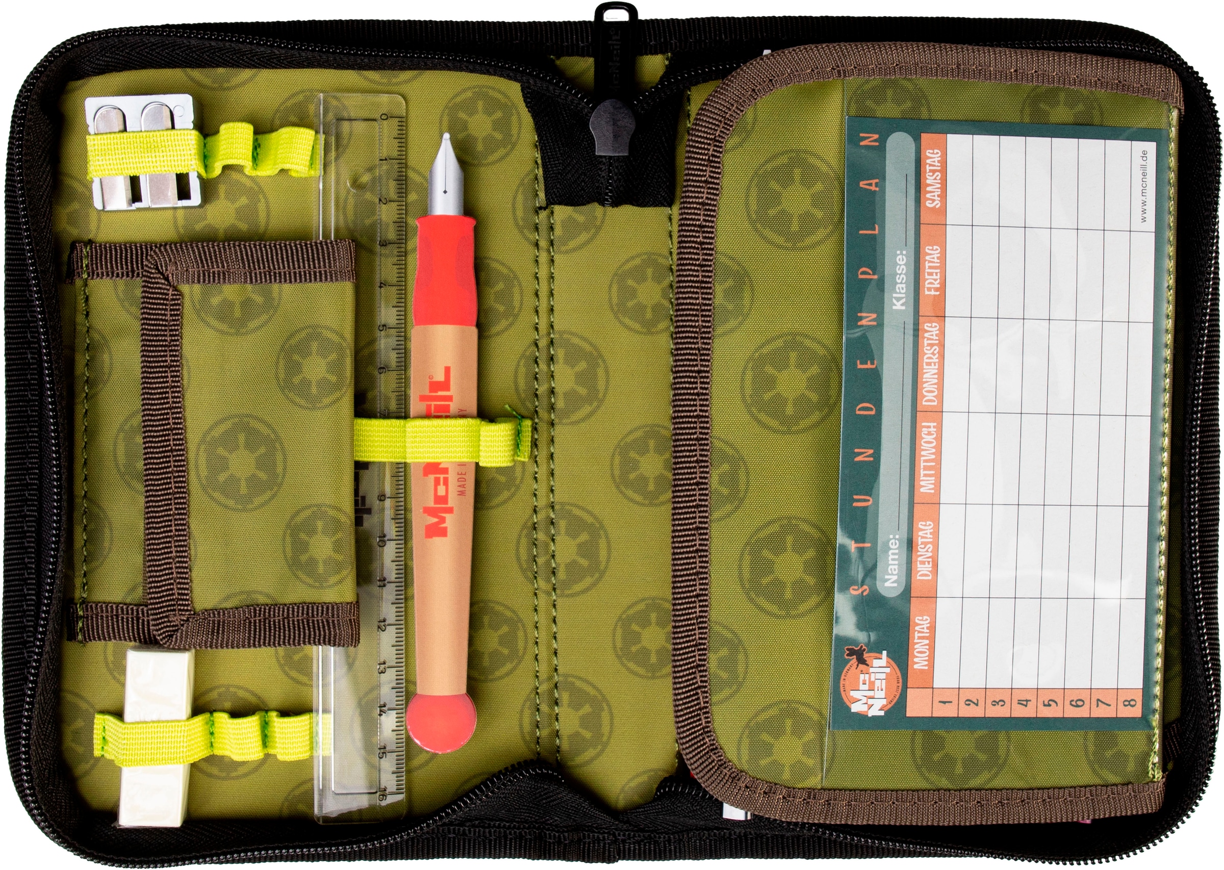 McNeill Schulranzen »Perfecto, Star Wars II« reflektierende Streifen auf den Schultergurten;retroreflektierende Flächen inkl. Federmäppchen, Turnbeutel, Schlamperrolle & Motivmagnet