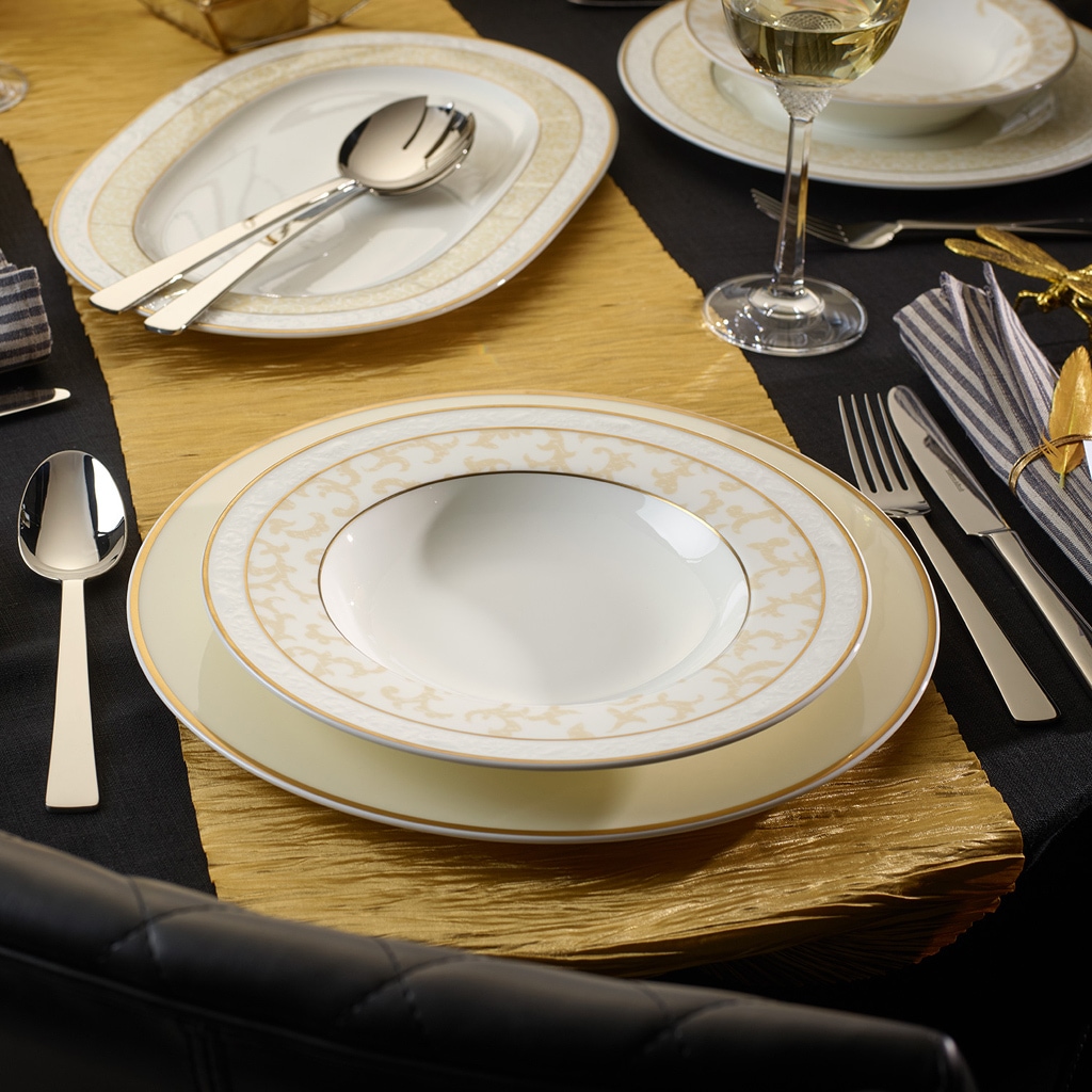 Villeroy & Boch Suppenteller »Suppenteller Ivoire ø 24,8 cm 6er Set weiß-gold«