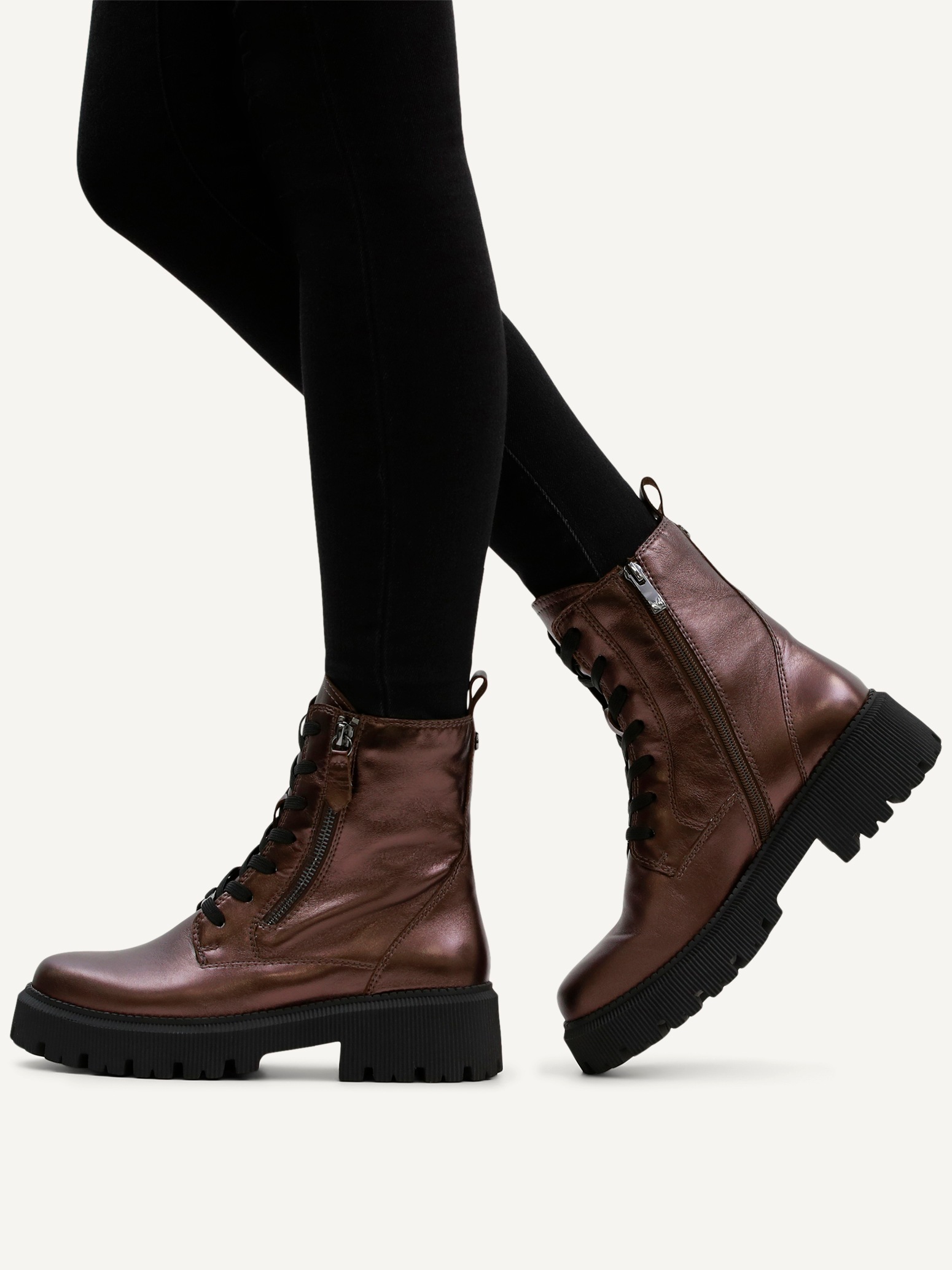 Caprice Schnürboots  , Blockabsatz, Schnürstiefelette, Zierreißverschluss an der Außenseite