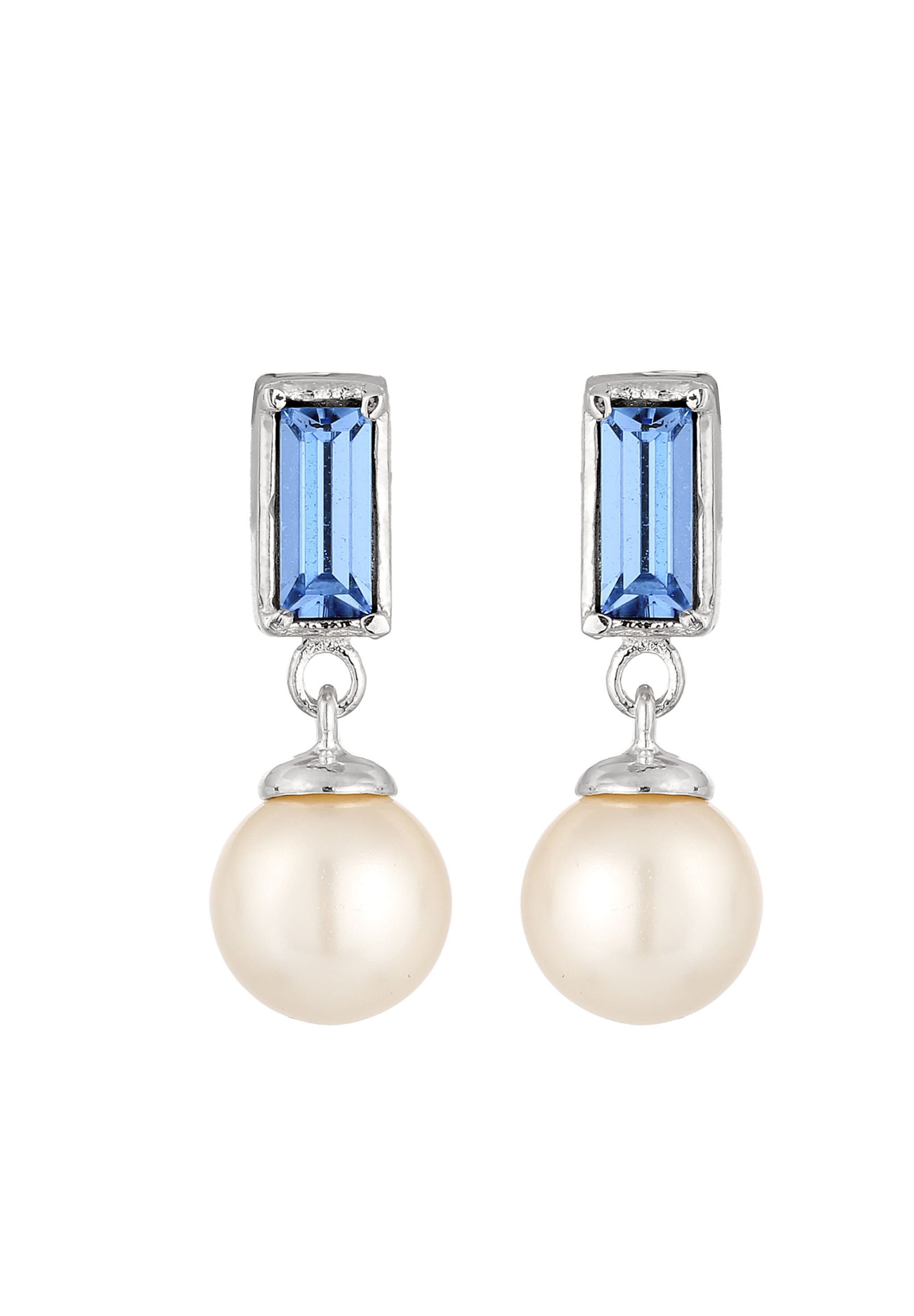 Elli Paar Ohrstecker »Ohrringe Ohrstecker Rechteck Synthetische Perle Weiß 925 Sterling Silber«
