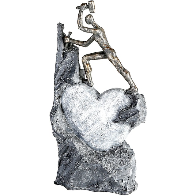 Casablanca by Gilde Dekofigur »Skulptur Heart, bronzefarben/grau«,  Dekoobjekt, Höhe 37 cm, Motiv Herz, mit Spruchanhänger, Wohnzimmer auf  Raten bestellen