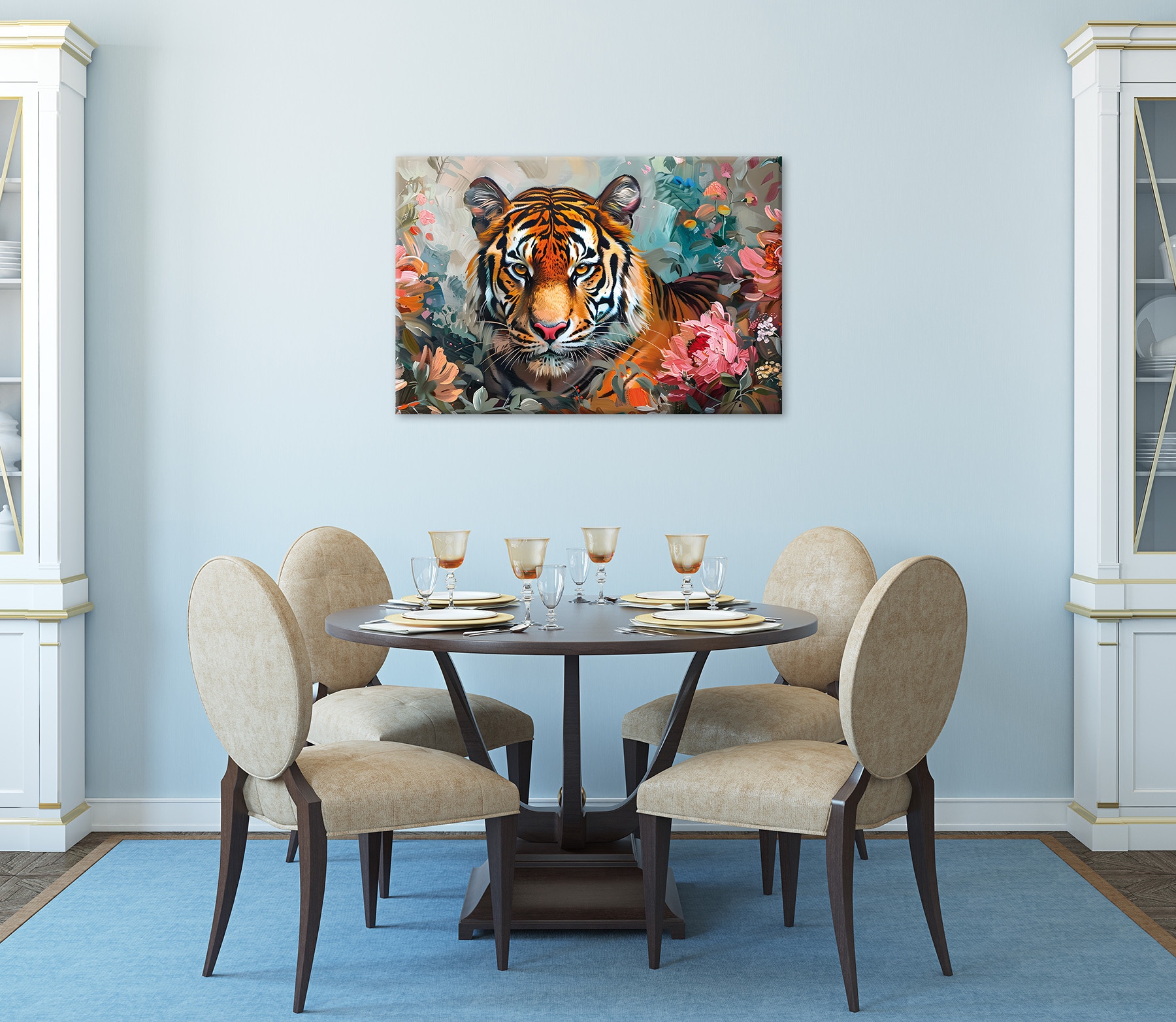 Bönninghoff Leinwandbild »Wandbild TIGER GEMÄLDE 60x90 cm – Leinwandbild Keilrahmen Deko modern« Blumen | Blumenbilder | Raubkatzen | Tiere | Tiger 1 Stk. tlg. auf Keilrahmen gespannt