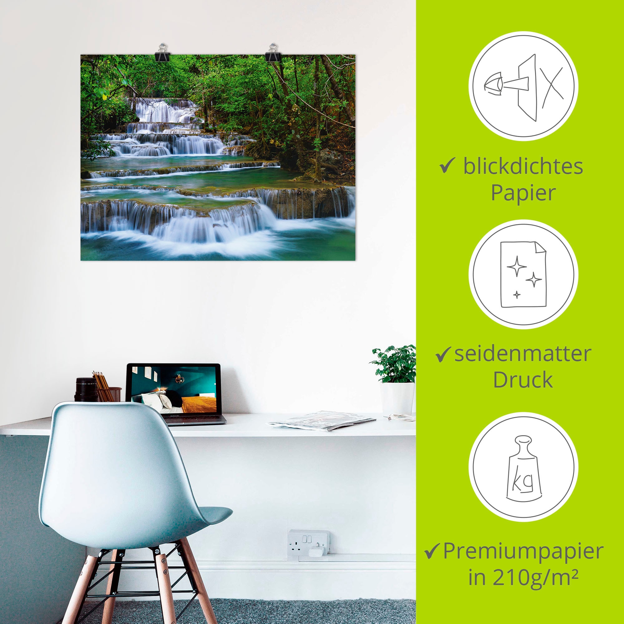 Artland Wandbild »Tiefen Wald Wasserfall« Gewässer 1 Stk. tlg. als Leinwandbild, Poster, Wandaufkleber in verschied. Größen