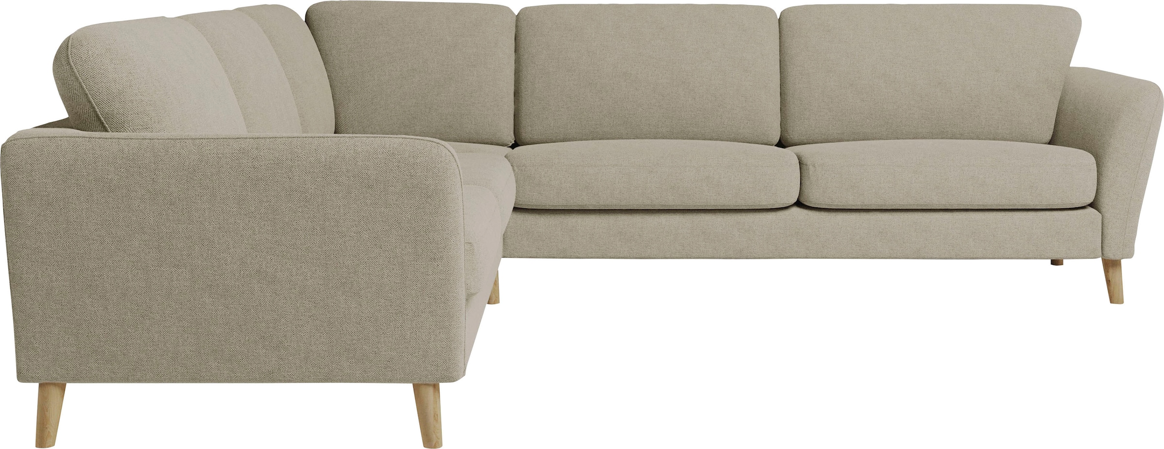 Home affaire Ecksofa »MARSEILLE 278/278 cm, L-Form, Webstoff, Flachgewebe, Filzoptik«, gleichschenklig, Massivholzbeine, Landhausstil, Wellenunterfederung