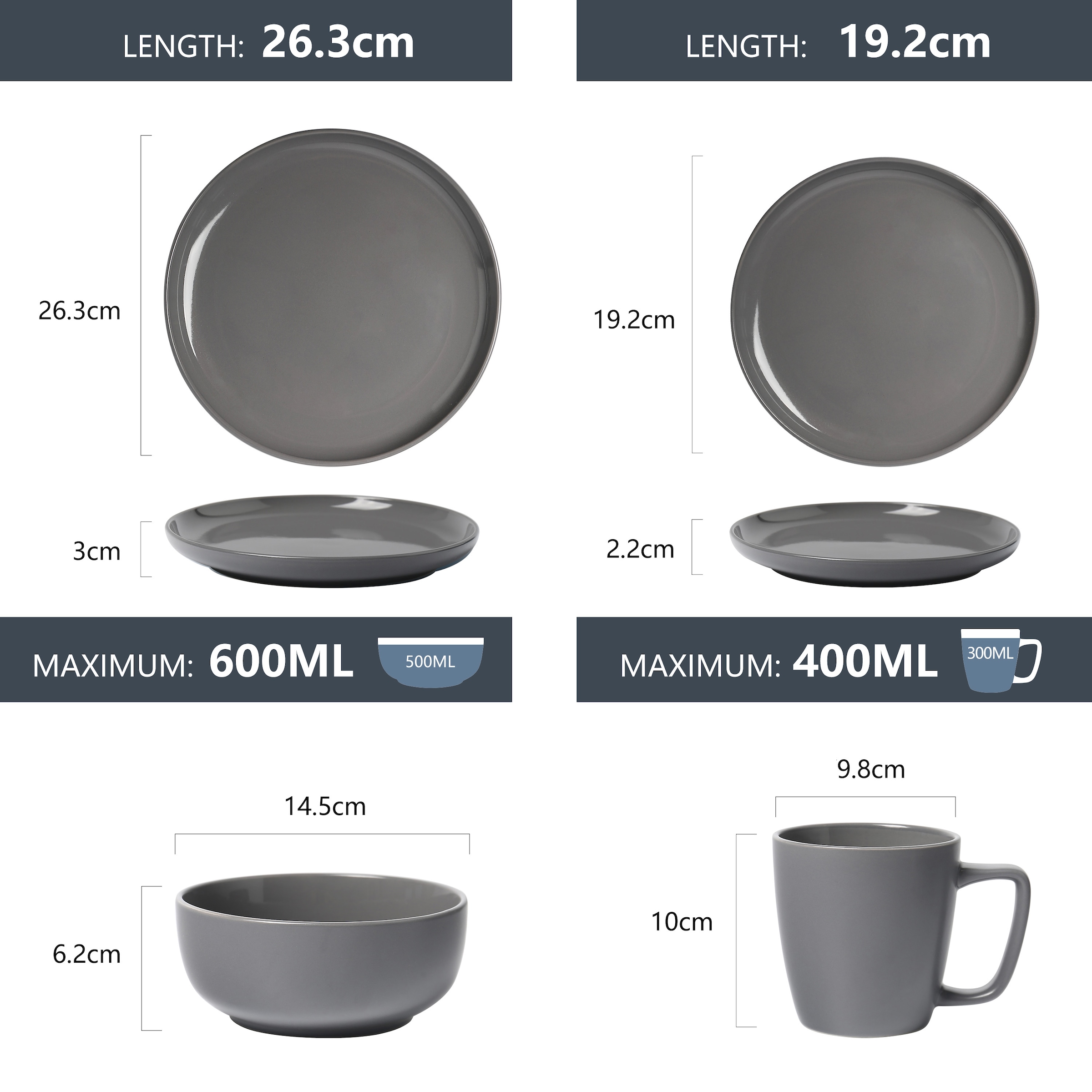 OTTO home Geschirr-Set »Tommik, außen matt, innen glänzend« spülmaschinenfest und mikrowellengeeignet