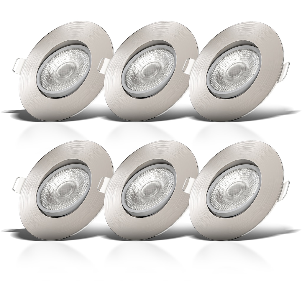 B.K.Licht LED Einbaustrahler, 6er-Set, Schutzart IP23, LED-Leuchtmittel fest integriert