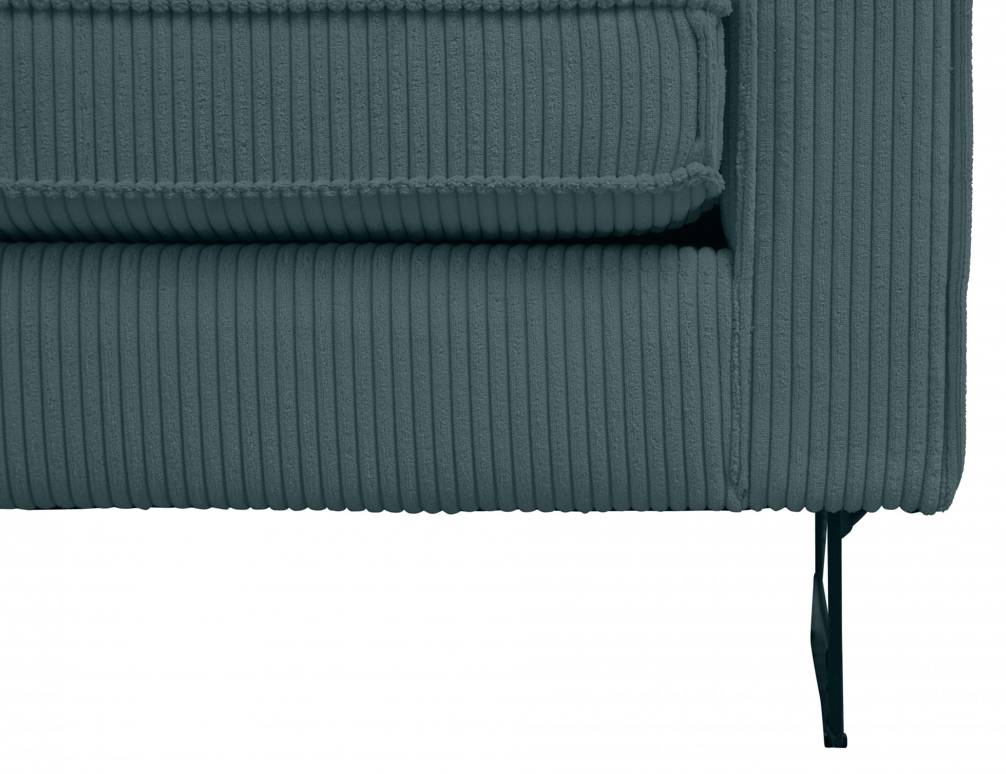 Places of Style Ecksofa »Pinto, 290 cm, Cord, Chenille, Lederoptik, Ottomane links / rechts«, mit Keder, schwarze Metallfüße, Wellenunterfederung
