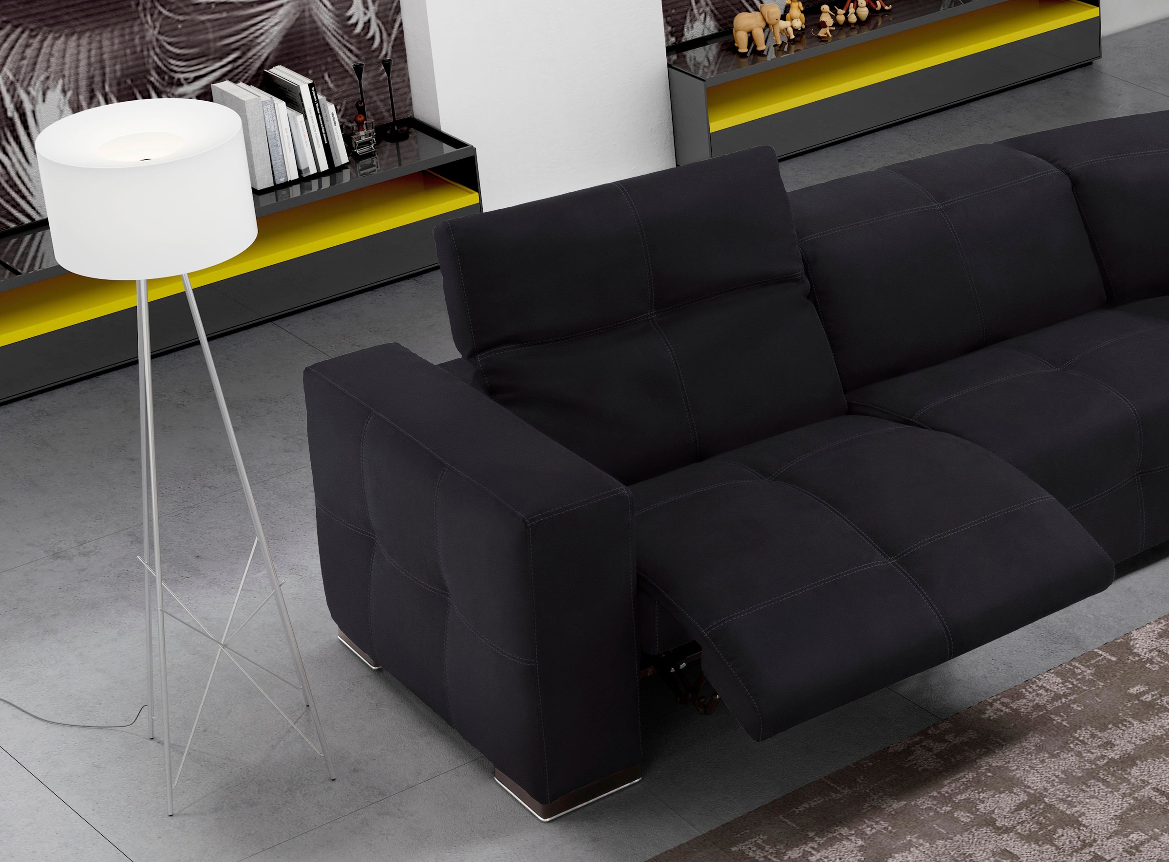 Egoitaliano Ecksofa »Sauvanne, Designsofa der Extraklasse, elegant und bequem«, wahlweise mit elektrischer Relaxfunktion, Kopfteilverstellung