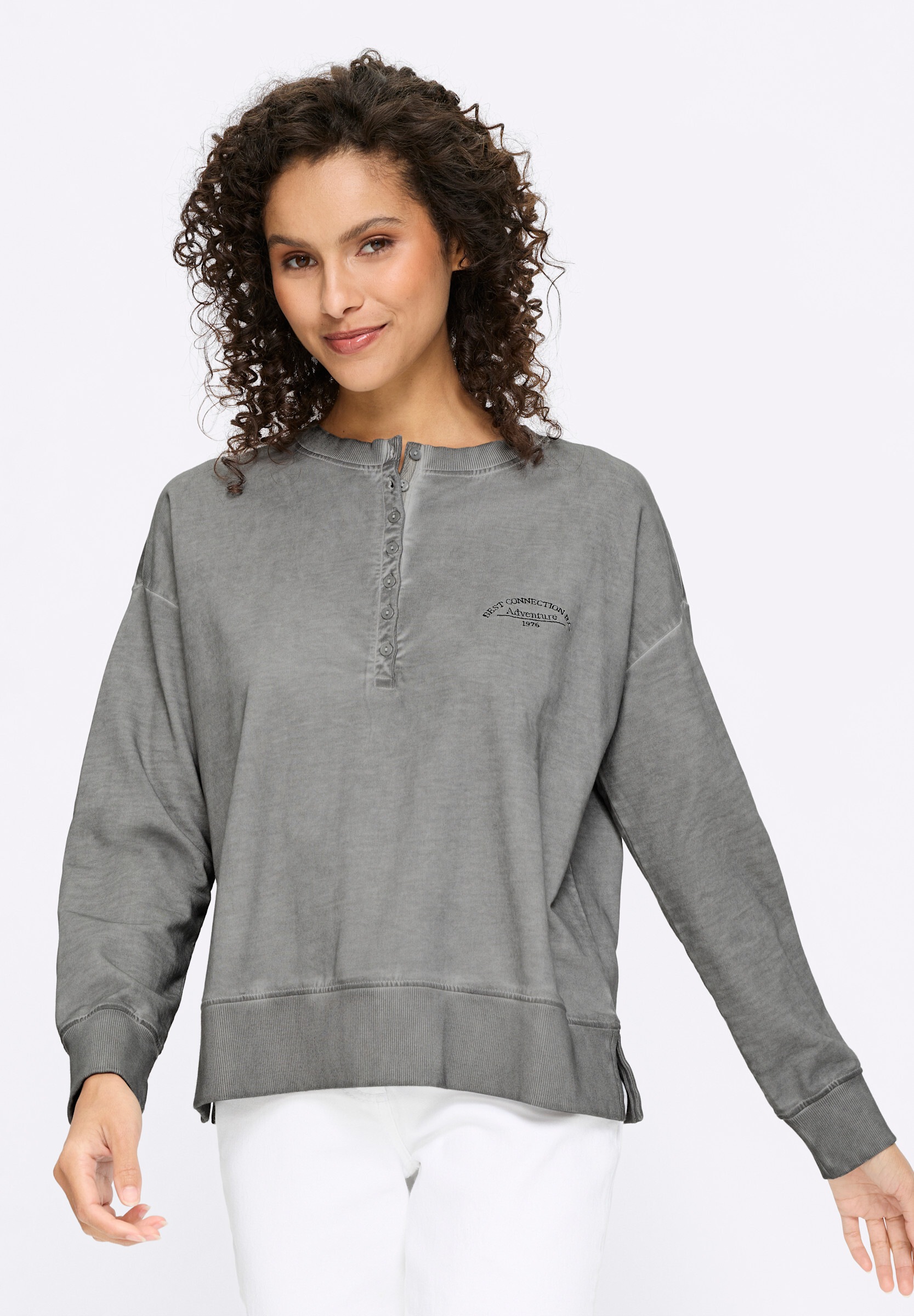 heine Sweatshirt »Sweatshirt Sweatshirt mit Oil-dyed-Waschung«

