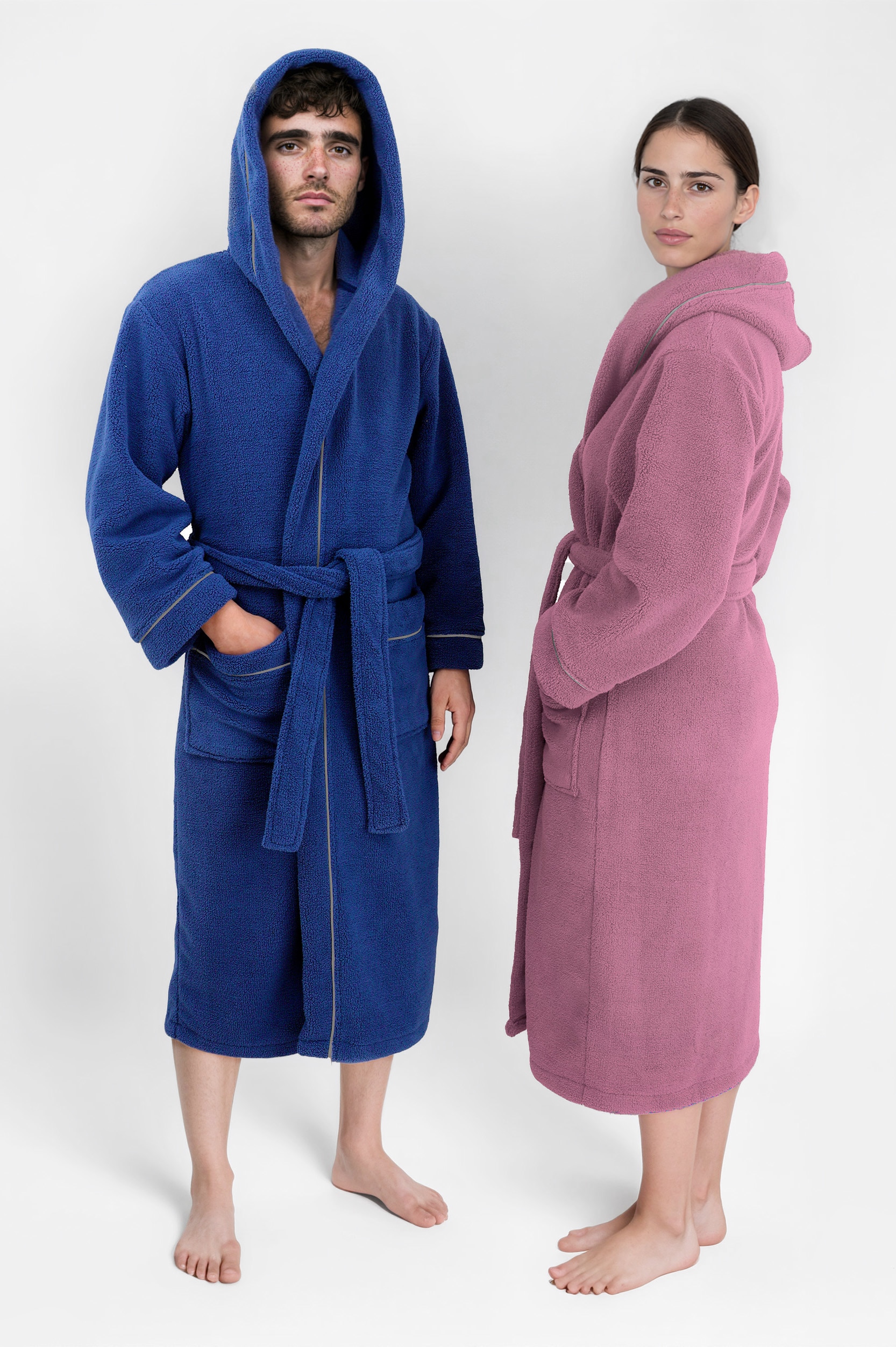 my home Unisex-Bademantel »Lillou, ideal für Sauna & Spa, Hotelbademantel, Morgenmantel«, (1 St.), kuschelig weicher Fleece, plüsch, für Damen und Herren, XS-3XL