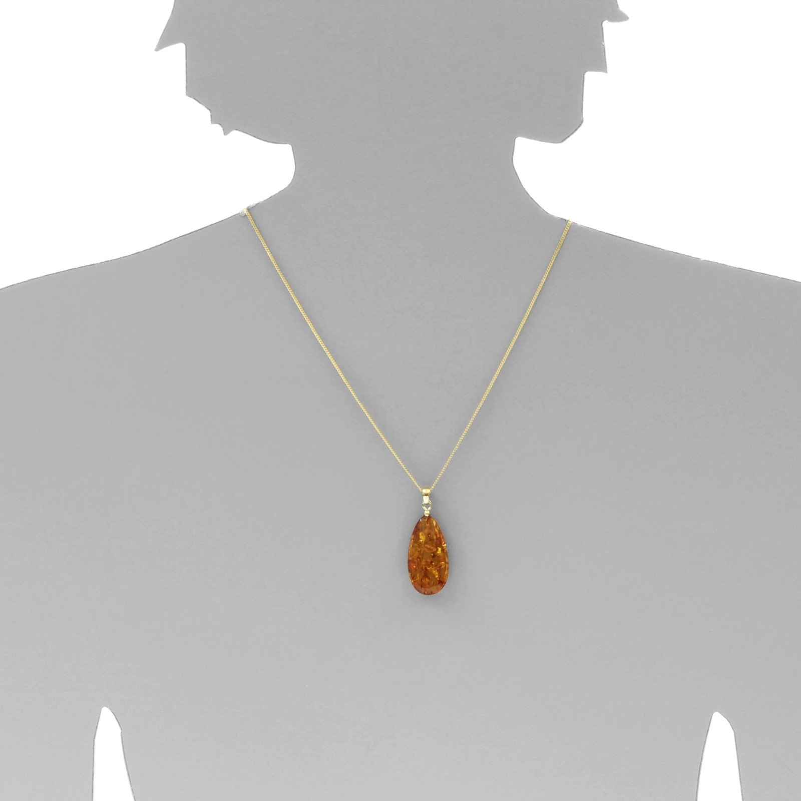 OSTSEE-SCHMUCK Kettenanhänger »- Tropfen ca. 30 mm lang - Gold 333/000 - Bernstein -,«
