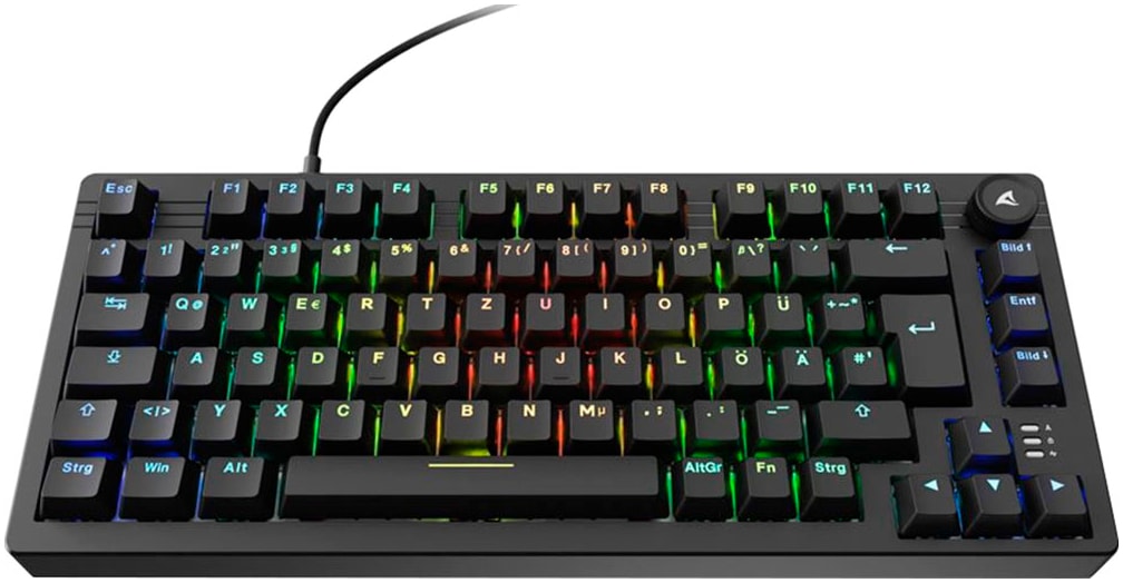 Sharkoon Gaming-Tastatur »SKILLER SGK25«, (Anpassbare Höhe-Antirutsch-Füße-Fn-Tasten-Lautstärkeregler-Licht-Bewegungs-Sensor-Makro-Tasten-Profil-Speicher-USB-Anschluss)