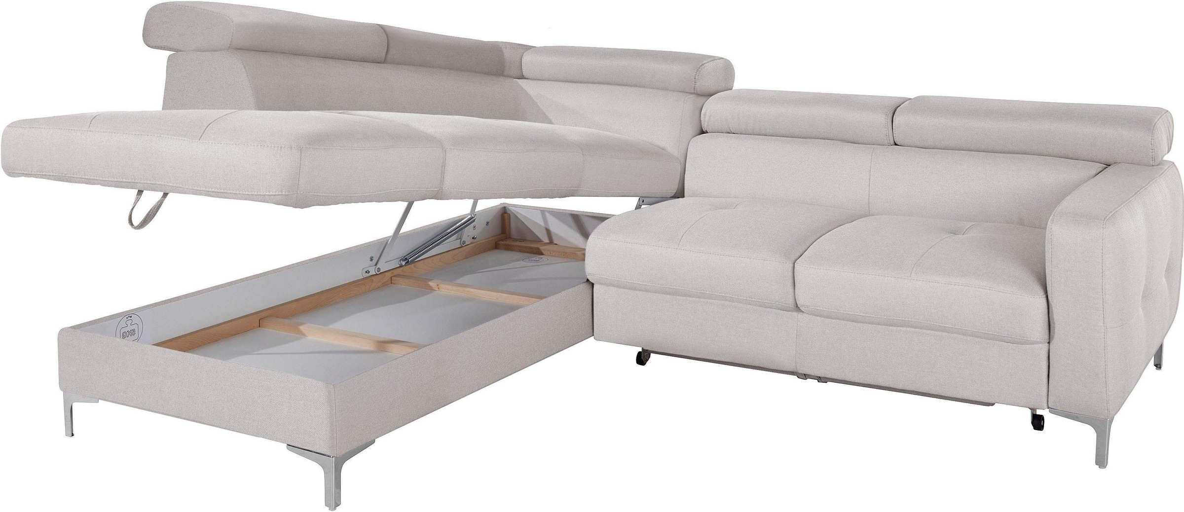 COTTA Polstergarnitur »Sammy L-Form«, (Set), Set bestehend aus: Ecksofa mit Kopfteilverstellung & Hocker