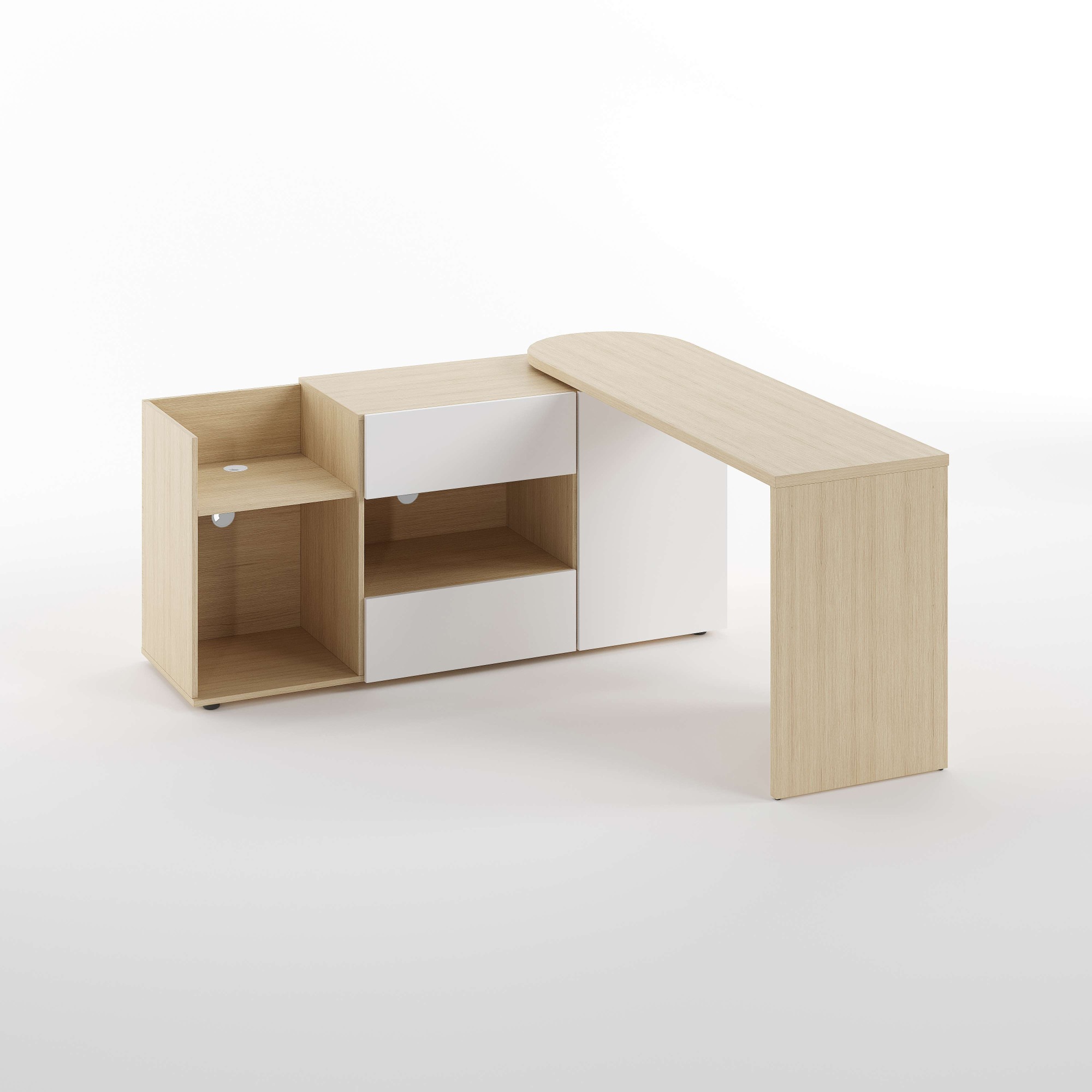 TemaHome Sekretär »ein Sideboard und Schreibtisch, ausziehbar, über Eck,«, mit 2 Schubladen, 1 Tür, offene Fächer, mit Kabeldurchführung