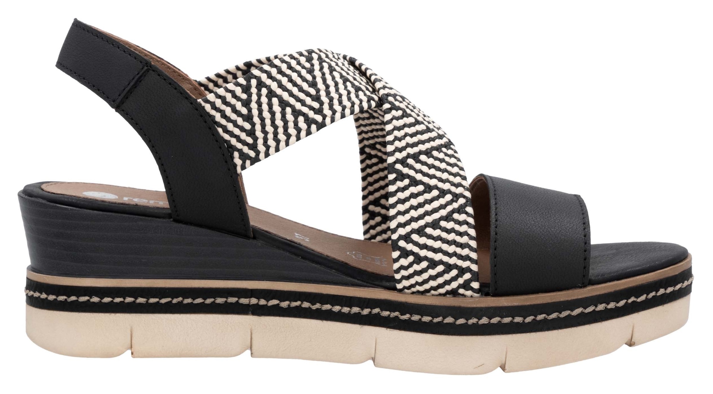 Remonte Keilsandalette, Riemchensandale, Sommerschuh, Bequemschuh mit Muster