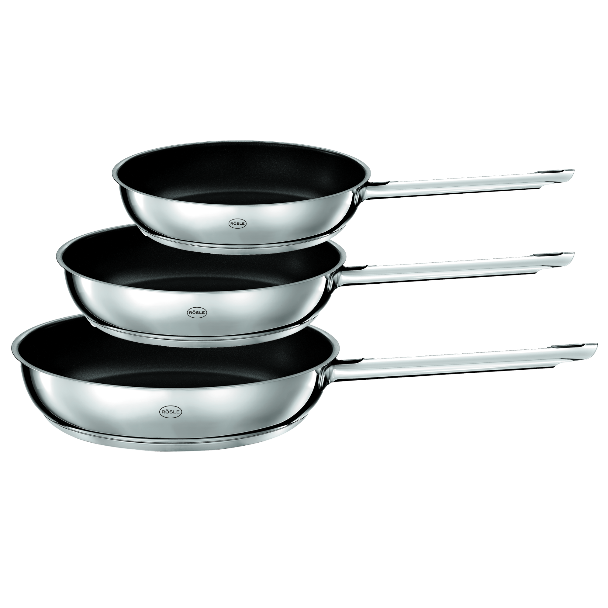 RÖSLE Pfannen-Set "PUREELEMENTS 3-tlg. PTFE ProResist" Edelstahl 18/10 Set, 3 tlg. tlg.