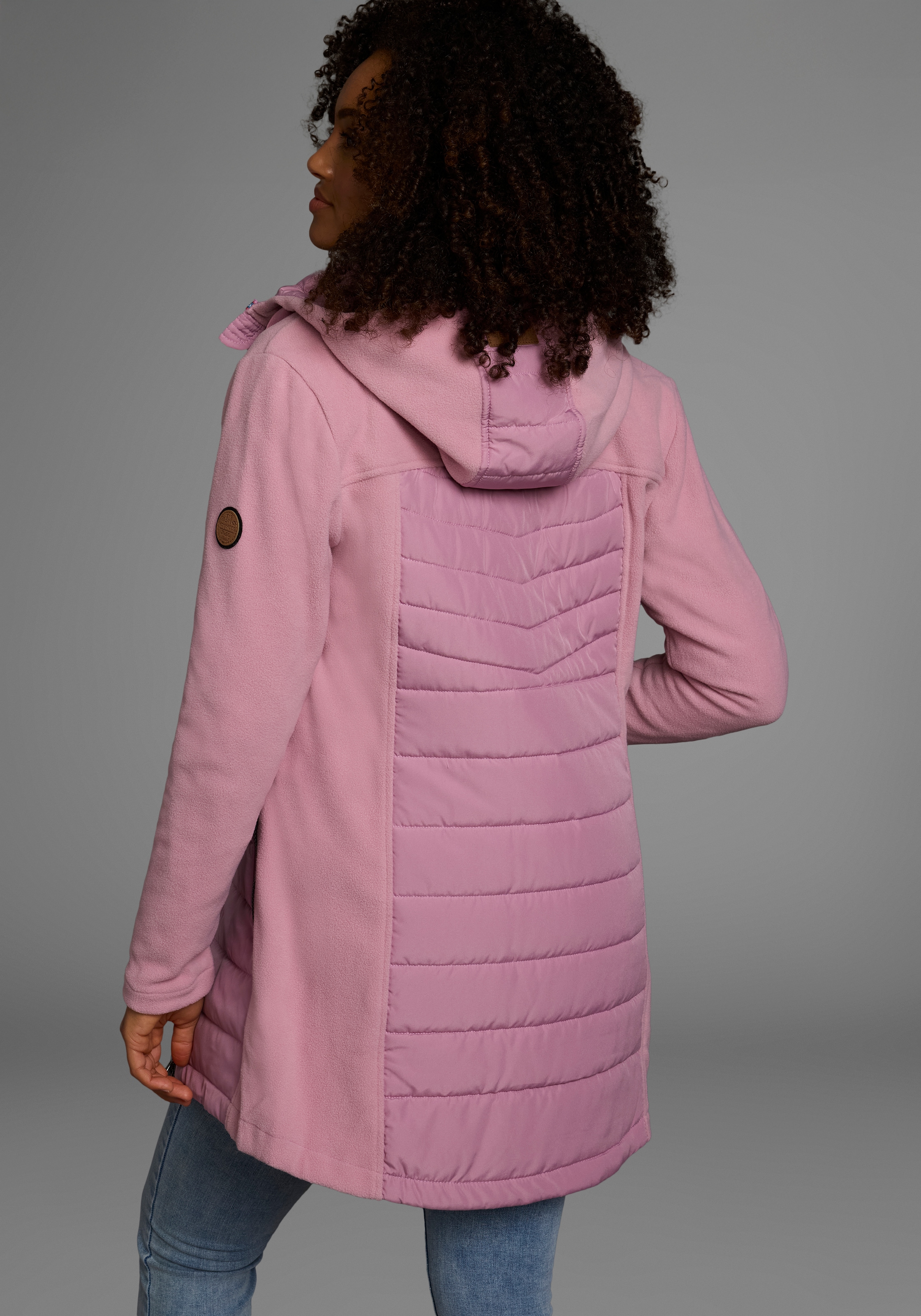 KangaROOS Langjacke, mit Kapuze, Hybridjacke - Fleecejacke mit wattierten Bereichen
