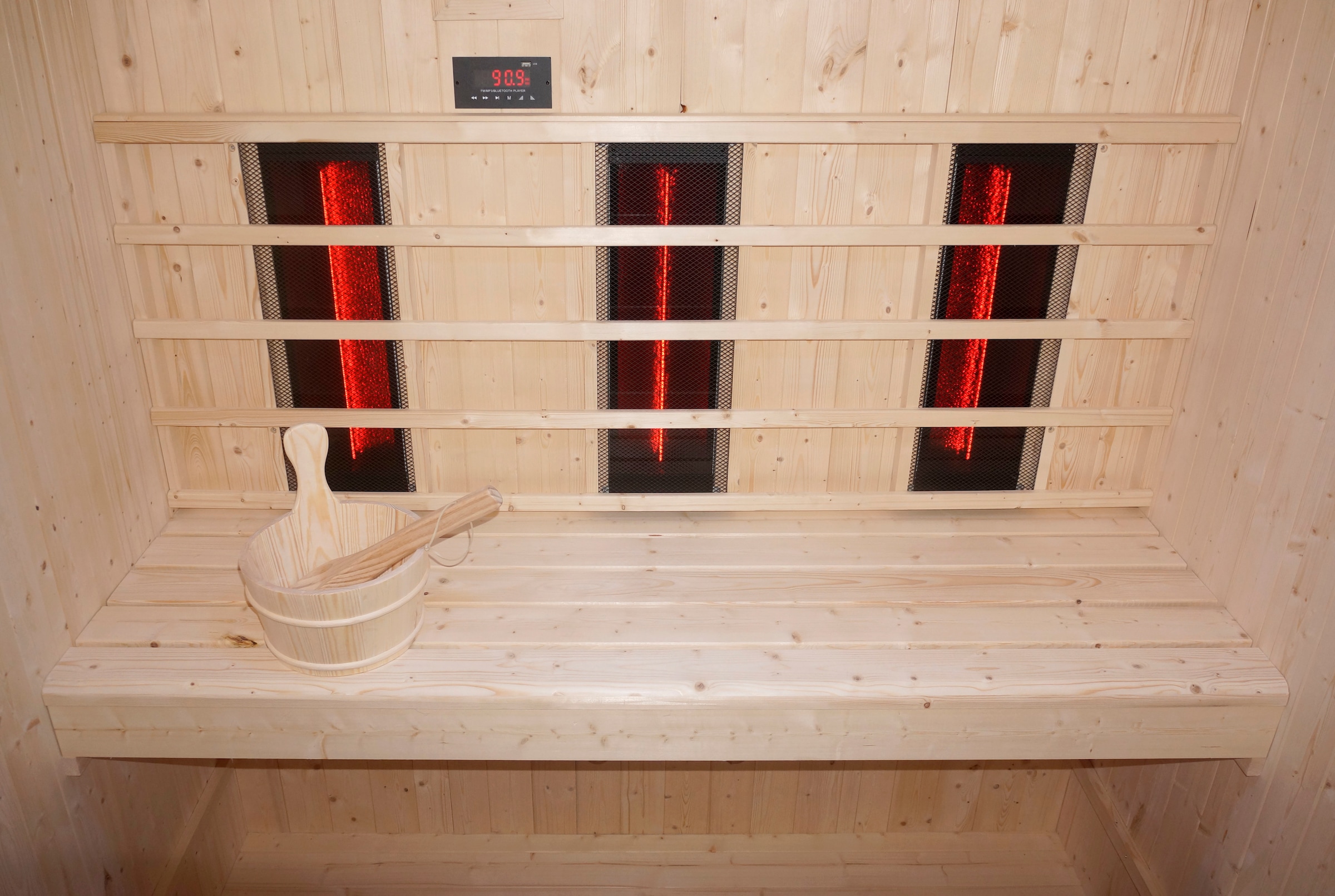 Sanotechnik Sauna »»LAHTI« Außensauna mit Infrarotkabine« geeignet für 6 Personen, Fichetnholz