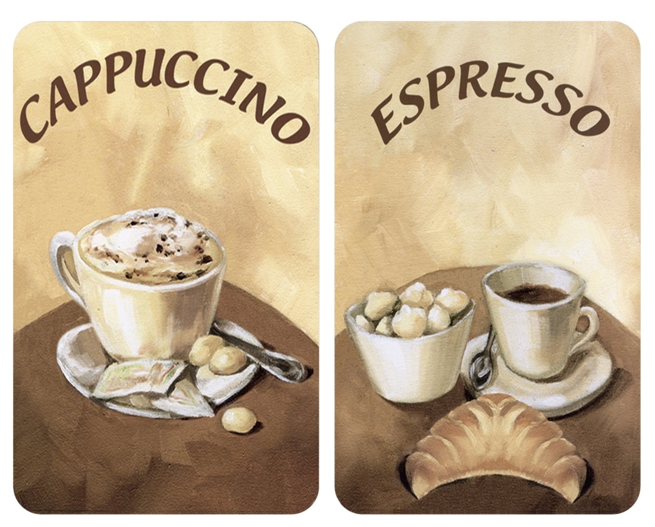 WENKO Herd-Abdeckplatte »Universal Modell Kaffee«, (Set, 2 tlg.), Herdabdeckung für alle Herdarten, kratzfest, mit rutschfesten Füßen