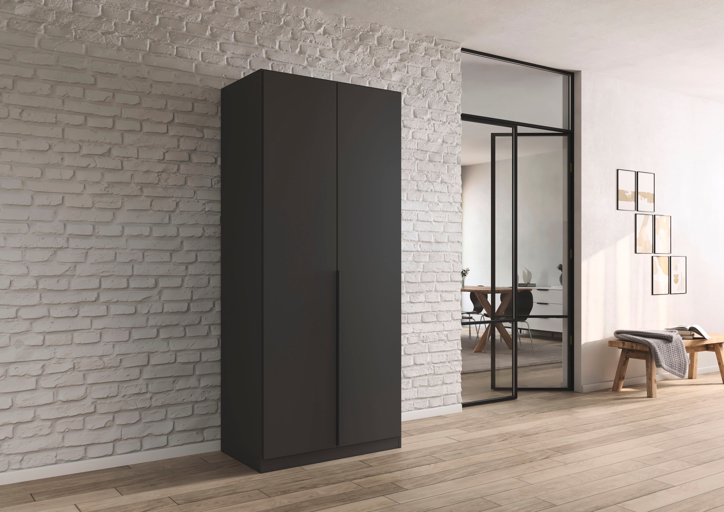 rauch Drehtürenschrank »Kleiderschrank Schrank Garderobe AGORDO mit Dekor- oder Hochglanzfront«, (in zwei Griff-Farben), durchdachte Innenausstattung, in 6 Breiten und 2 Höhen MADE IN GERMANY