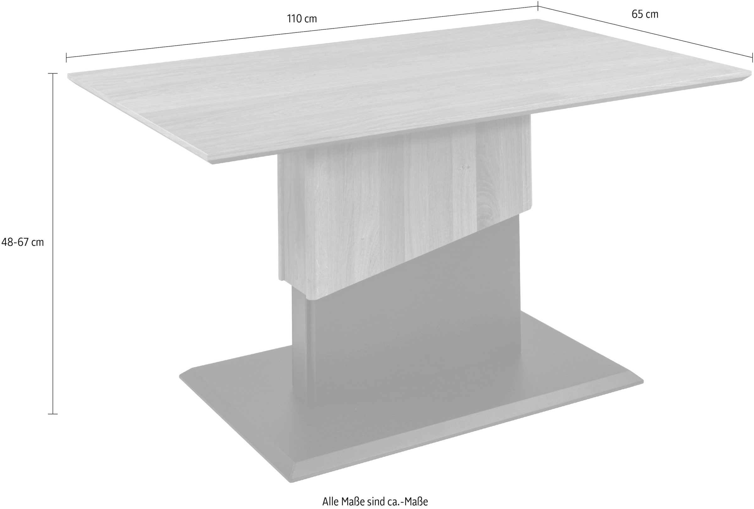 Vierhaus Couchtisch, stufenlos höhenverstellbar per Hydro-Lift,rollbar