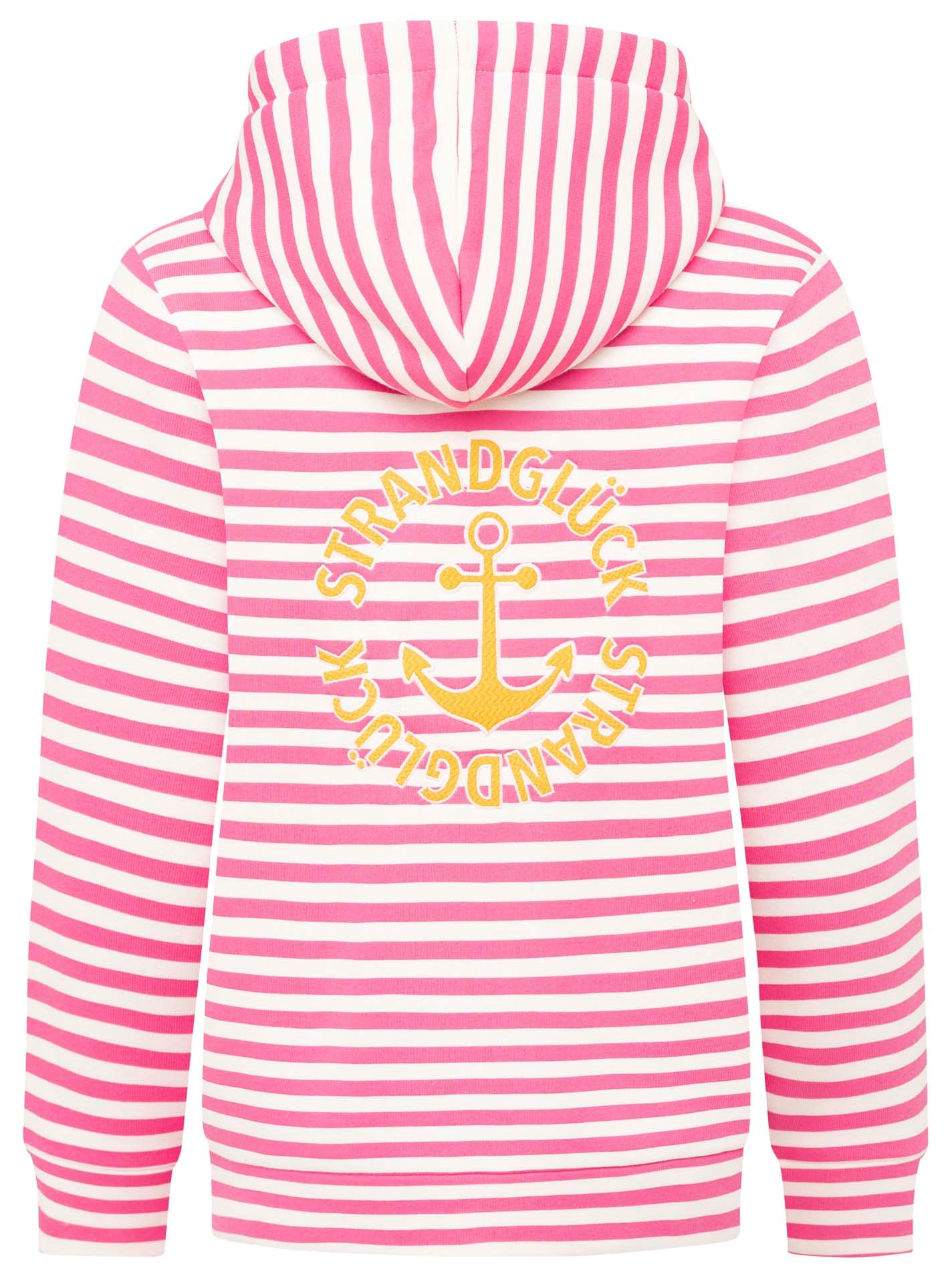 Zwillingsherz Kapuzensweatjacke »"Streifen Strandglück"« gestreifte Hoodiejacke mit Strandglück Stickerei und Anker am Rücken