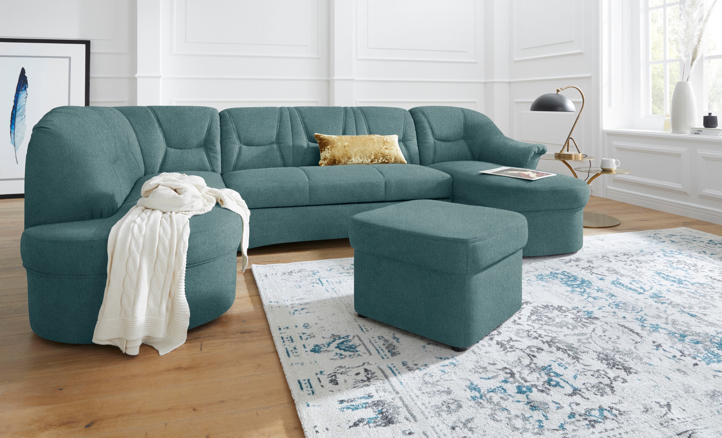 DOMO collection Wohnlandschaft »Sarafina, zeitlos und komfortabel, optional mit Federkern, U-Form«, wahlweise mit Bettfunktion