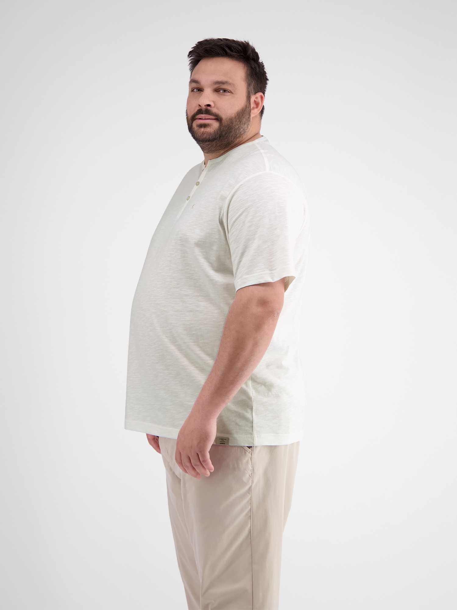 LERROS Henleyshirt »Unifarbenes Serafino-Shirt in Großen Größen«