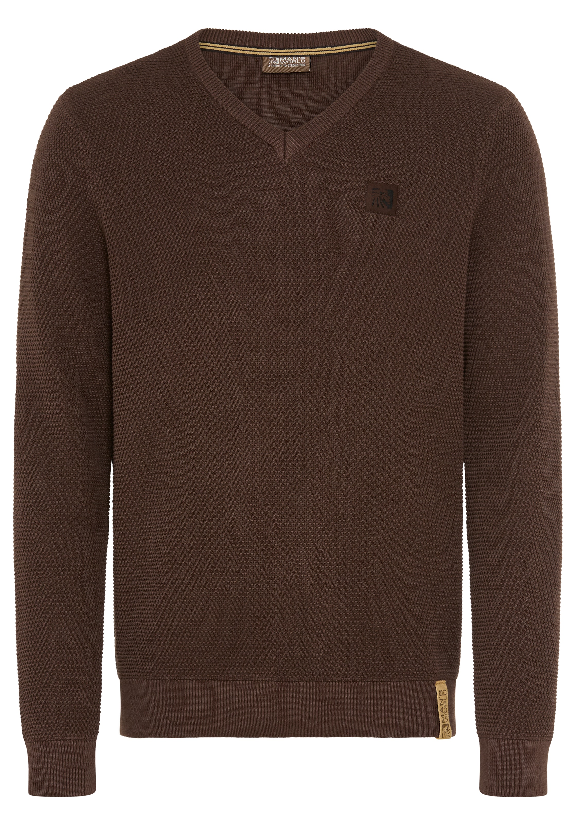 Man's World V-Ausschnitt-Pullover »Neue Kollektion! Highlight Strickstruktur« Strickmaterial, Rippbündchen am Ausschnitt, Regular Fit Passform