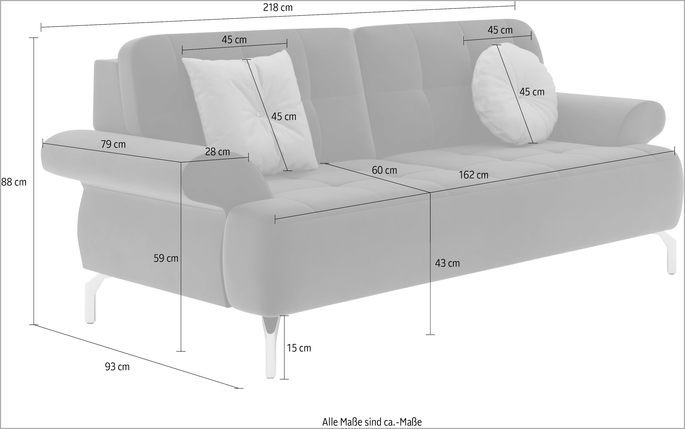 sit&more 2,5-Sitzer »Orient 1«, inkl. 2 Zierkissen mit Strass-Stein, goldfarbene Metallfüße
