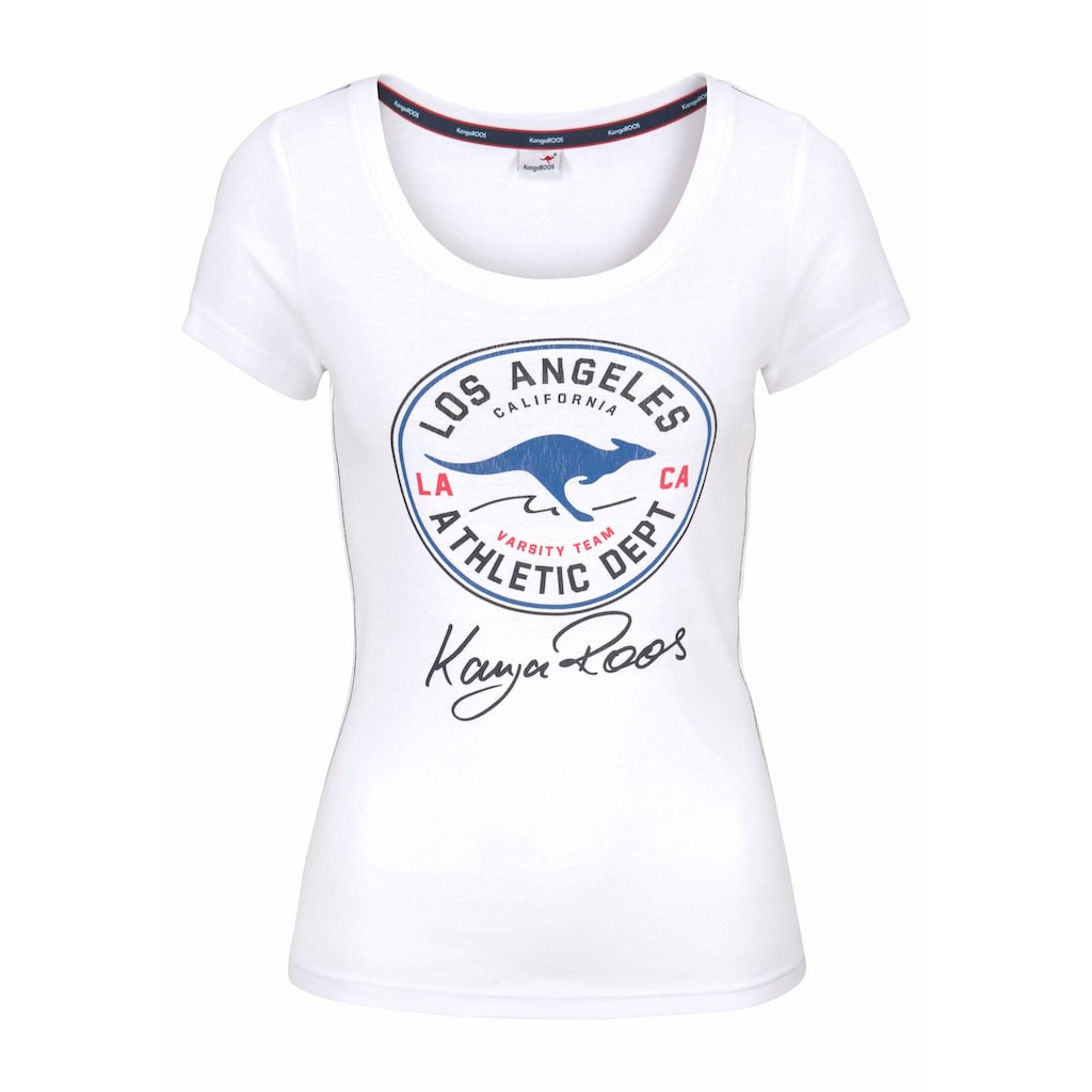 KangaROOS T-Shirt, mit großem Retro Label-Druck vorne