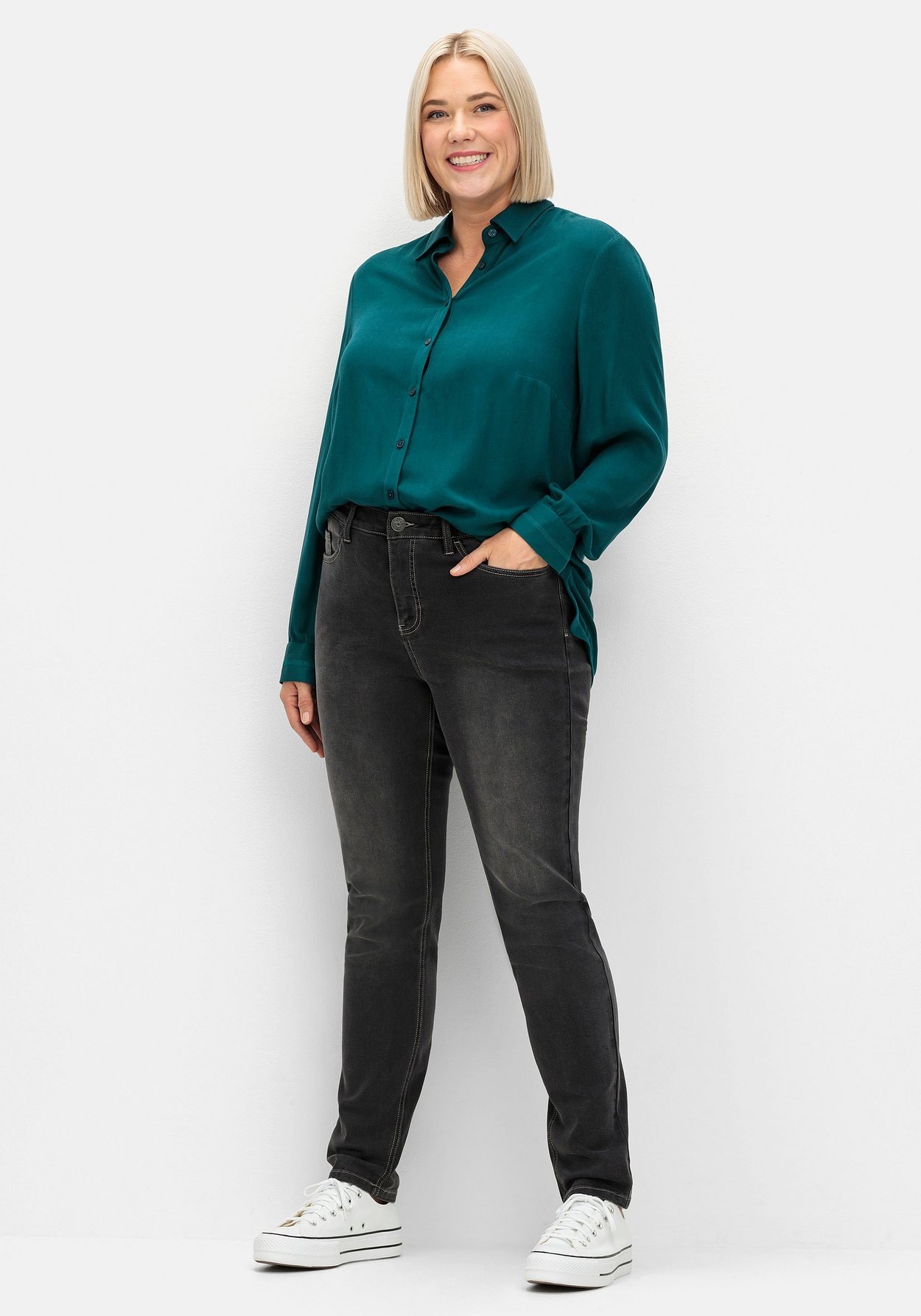Sheego Hemdbluse »Bluse aus weich fließendem Viskose-Twill«