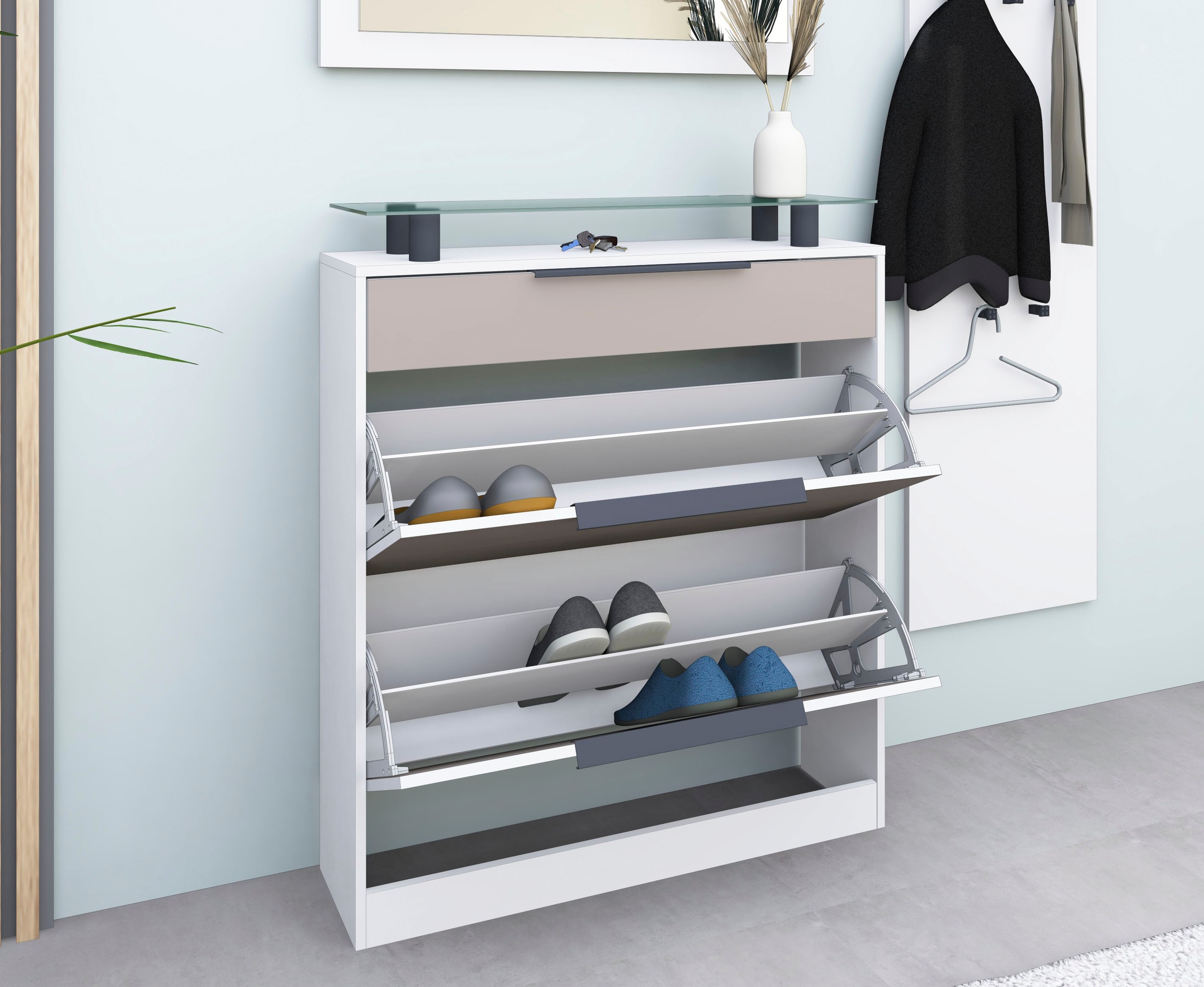 borchardt Möbel Garderoben-Set »Tom«, (3 St.), Schuhschrank stehend