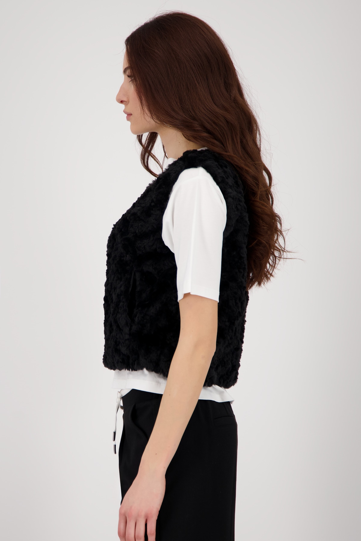 Monari Fellimitatweste »Weste fake fur«, Mit Rundhalsausschnitt