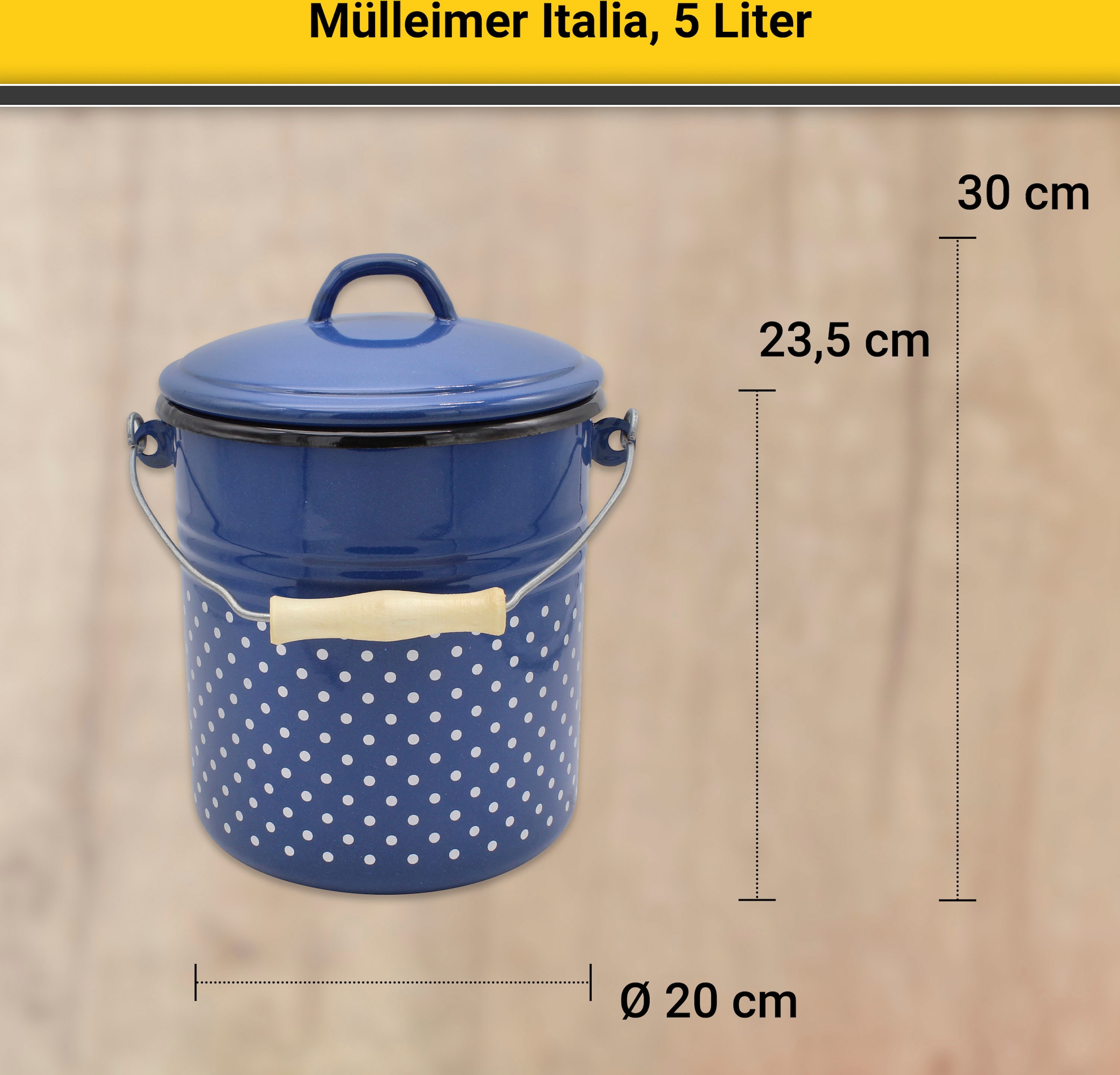 Krüger Mülleimer »Mülleimer mit Deckel Rio«, 1 Behälter, 5 Liter, Made in Europe