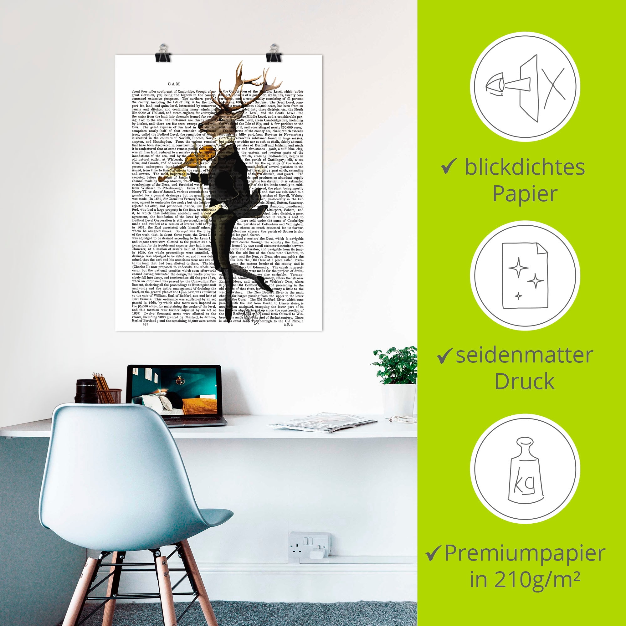 Artland Wandbild »Tanzender Hirsch mit Violine« Humor 1 Stk. tlg. als Leinwandbild, Poster, Wandaufkleber in verschied. Größen